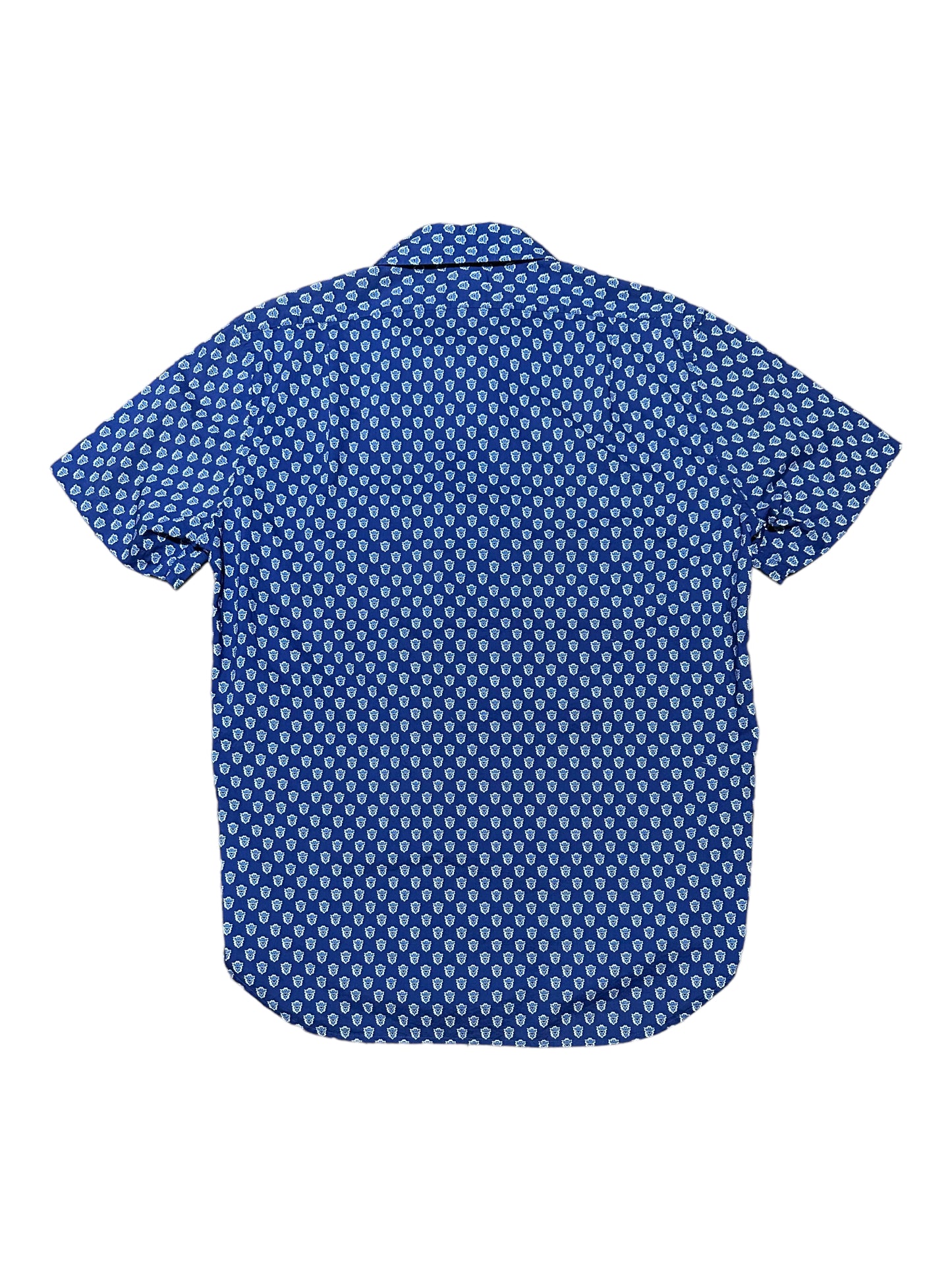 Lincs Blue Cotton Button Up Short Sleeve Casual Shirt