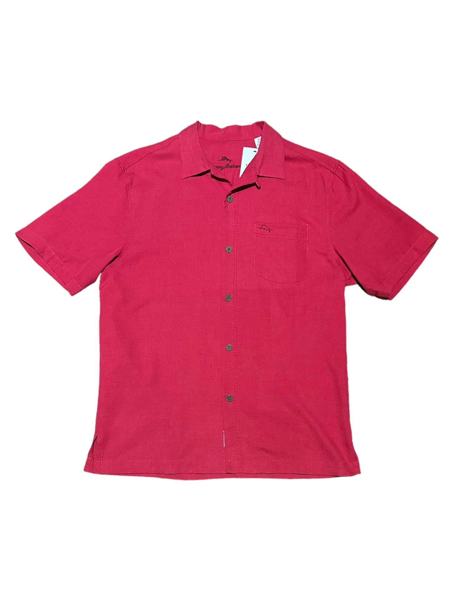 Tommy Bahama Red Silk Short Sleeve Button Up Casual Shirt