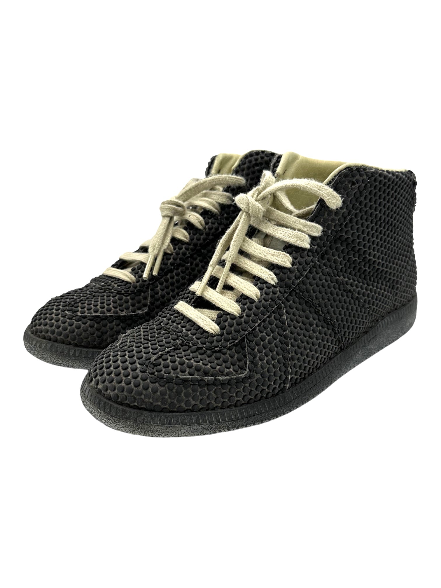 Maison Margiela Black Rubber Dot Replica High Top Sneakers Genuine Design Luxury Consignment