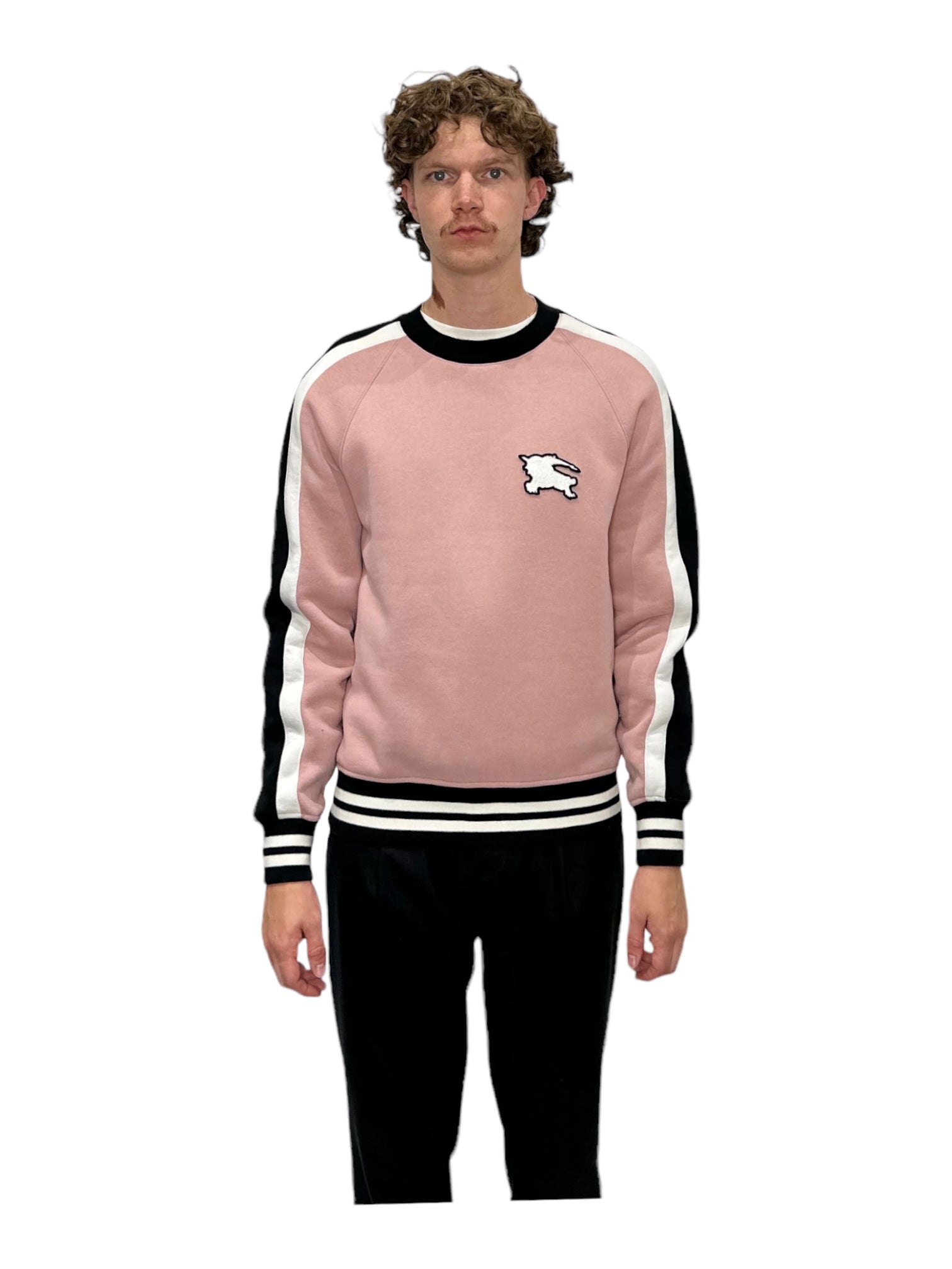 Burberry Pink Embroidered Equestrian Logo Jumper - Genuine Design Luxury Consignment for Men. New & Pre-Owned Clothing, Shoes, & Accessories. Calgary, Canada