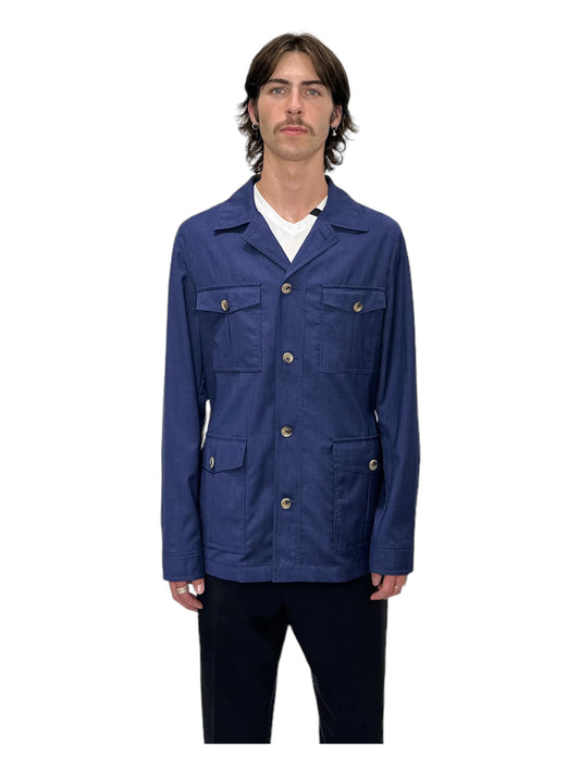 Canali Blue Multi Pocket Button Up Jacket - Genuine Design Luxury Consignment for Men. New & Pre-Owned Clothing, Shoes, & Accessories. Calgary, Canada