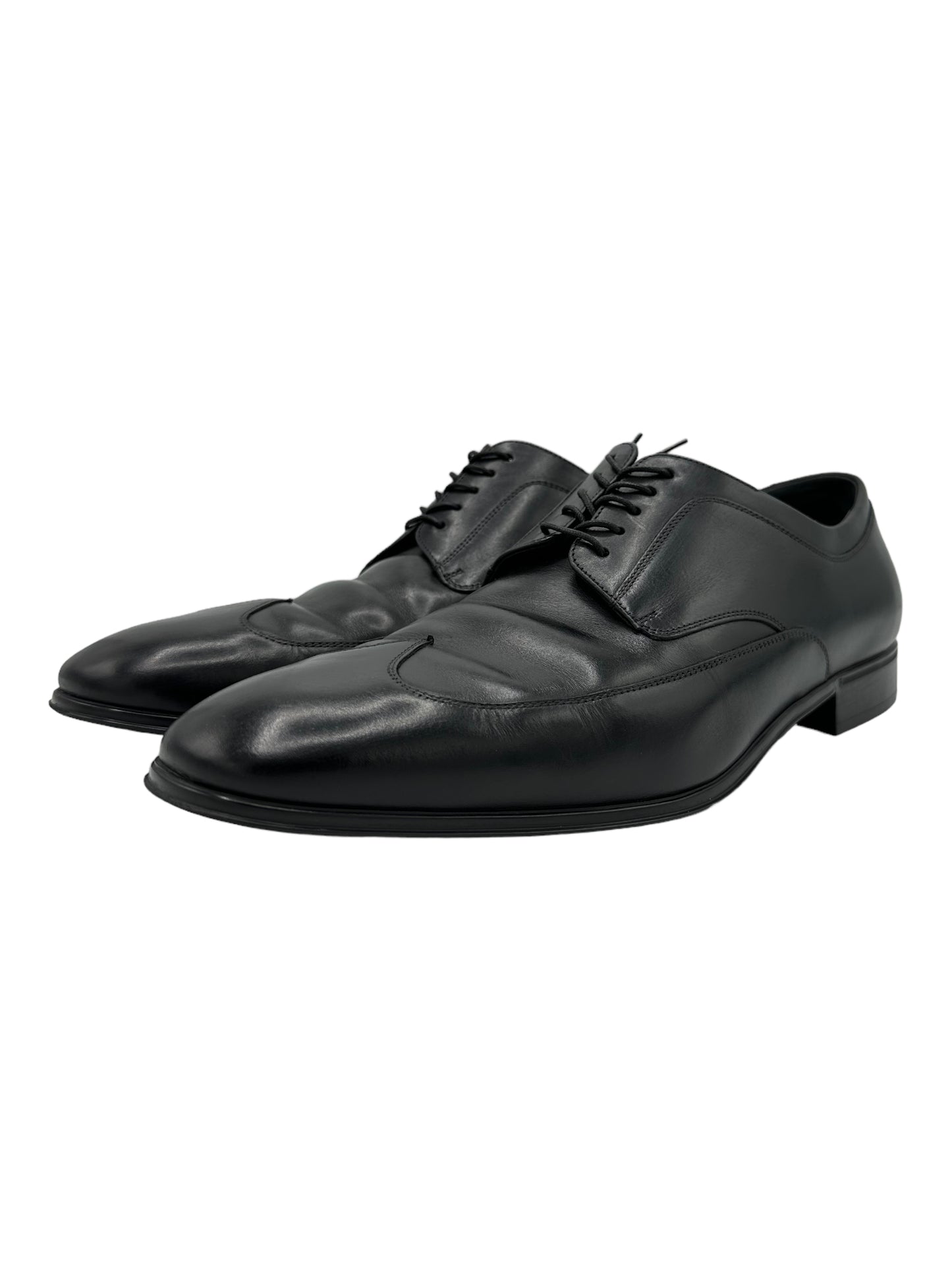 Salvatore Ferragamo Black Wingtip Oxford Leather Dress Shoes