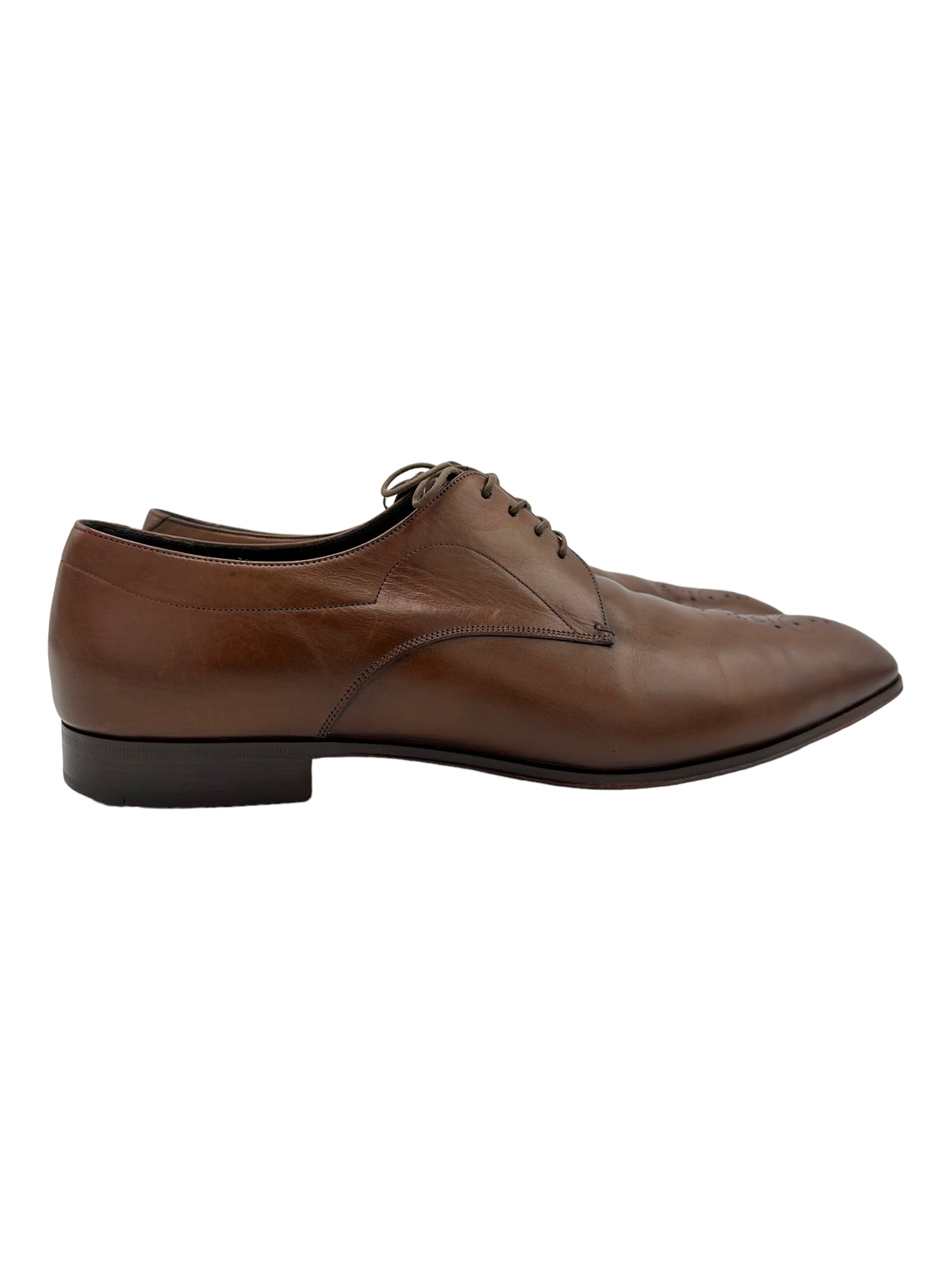 Prada Brown Leather Derby Dress Shoes