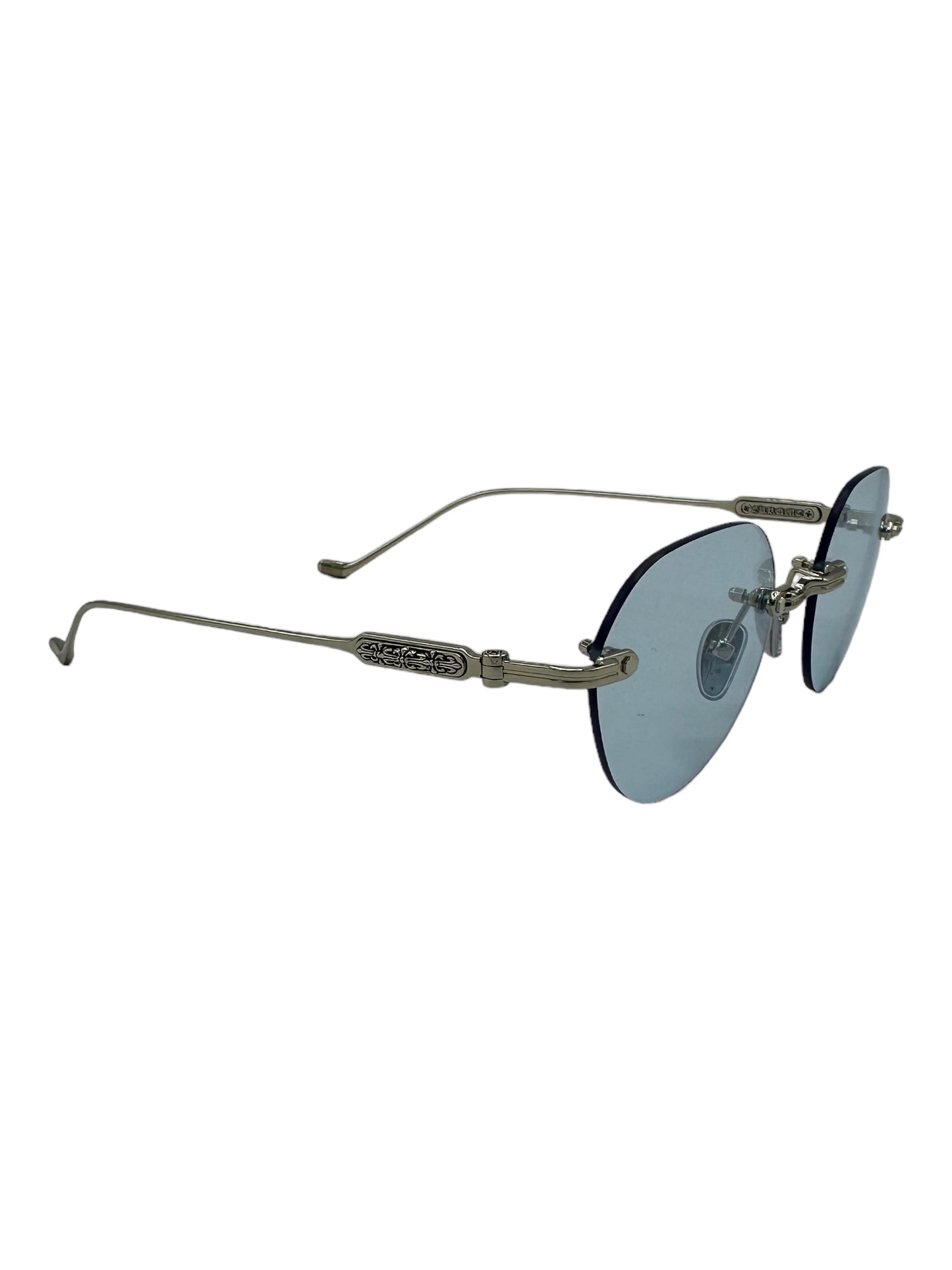Chrome Hearts Blue Lens Rimless Sunglasses - Genuine Design Luxury Consignment for Men. New & Pre-Owned Clothing, Shoes, & Accessories. Calgary, Canada