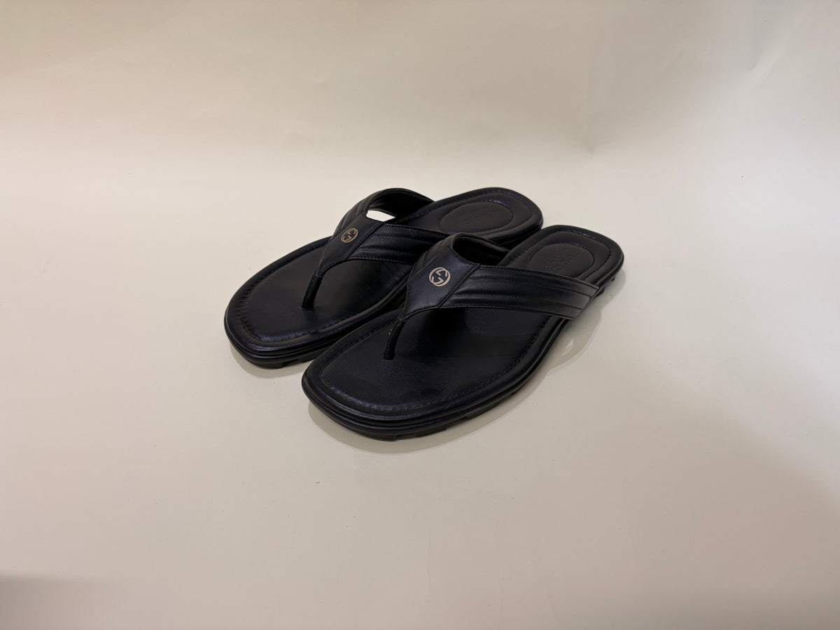Gucci Black Leather Interlocking G Logo Flip Flops 9.5 M / 11 W