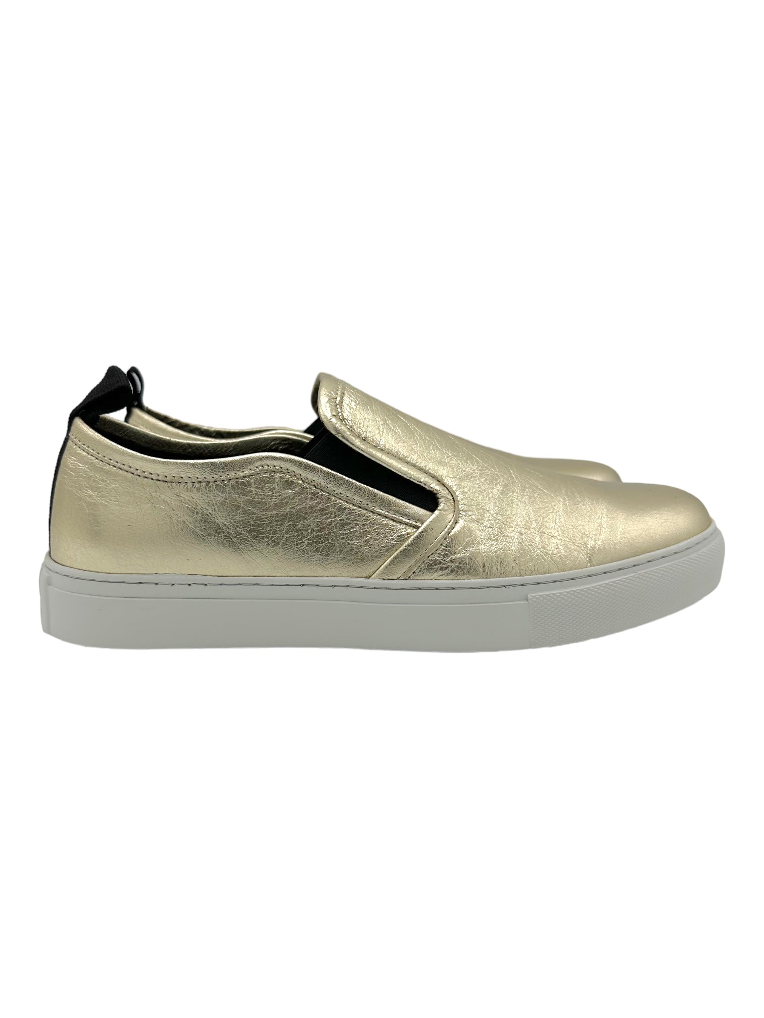 Alexander McQueen Gold & White Slip On Sneaker - Genuine Design Luxury Consignment for Men. New & Pre-Owned Clothing, Shoes, & Accessories. Calgary, Canada