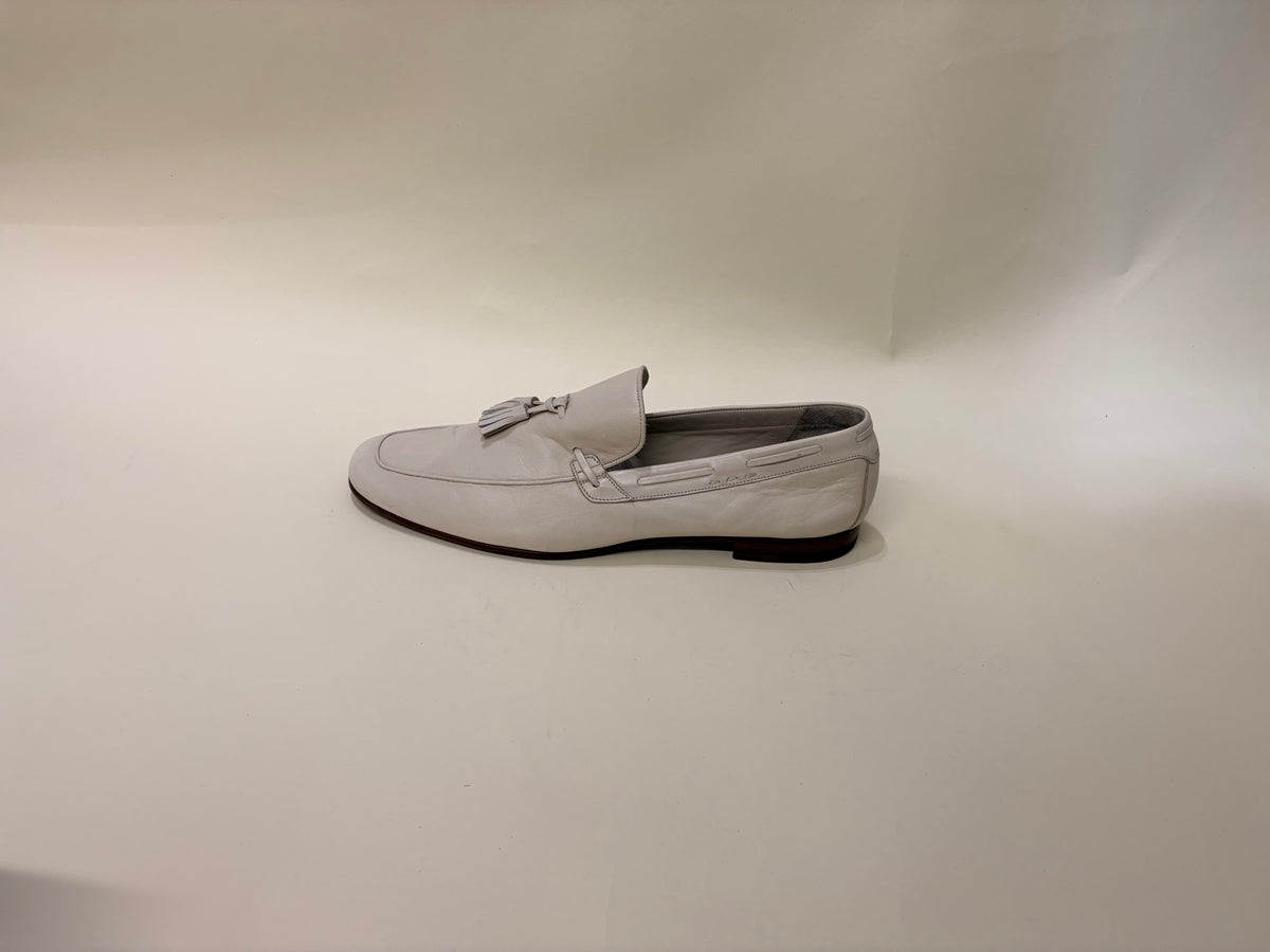 Ermenegildo Zegna Off White Deerskin Tassel Loafers 8.5 M / 10 W