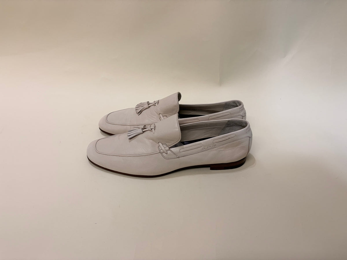 Ermenegildo Zegna Off White Deerskin Tassel Loafers 8.5 M / 10 W