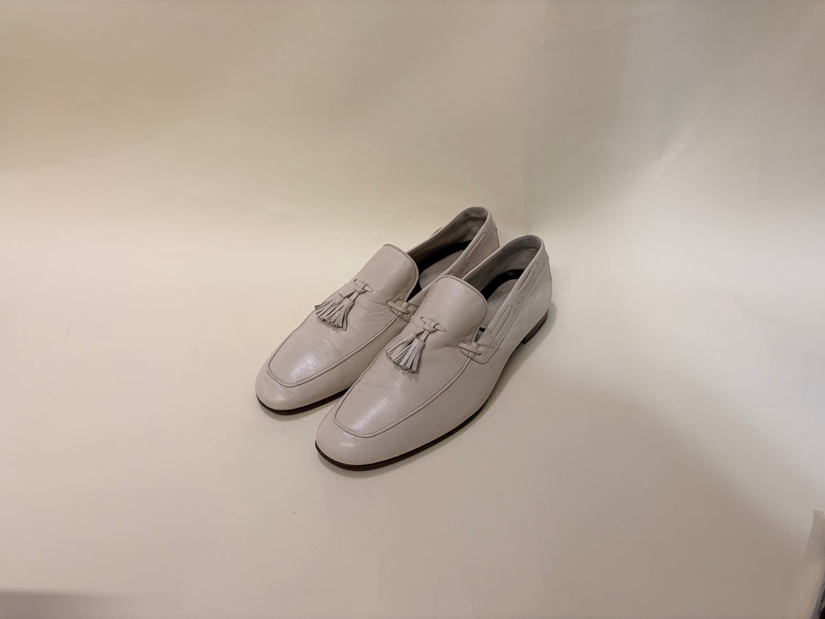 Ermenegildo Zegna Off White Deerskin Tassel Loafers 8.5 M / 10 W
