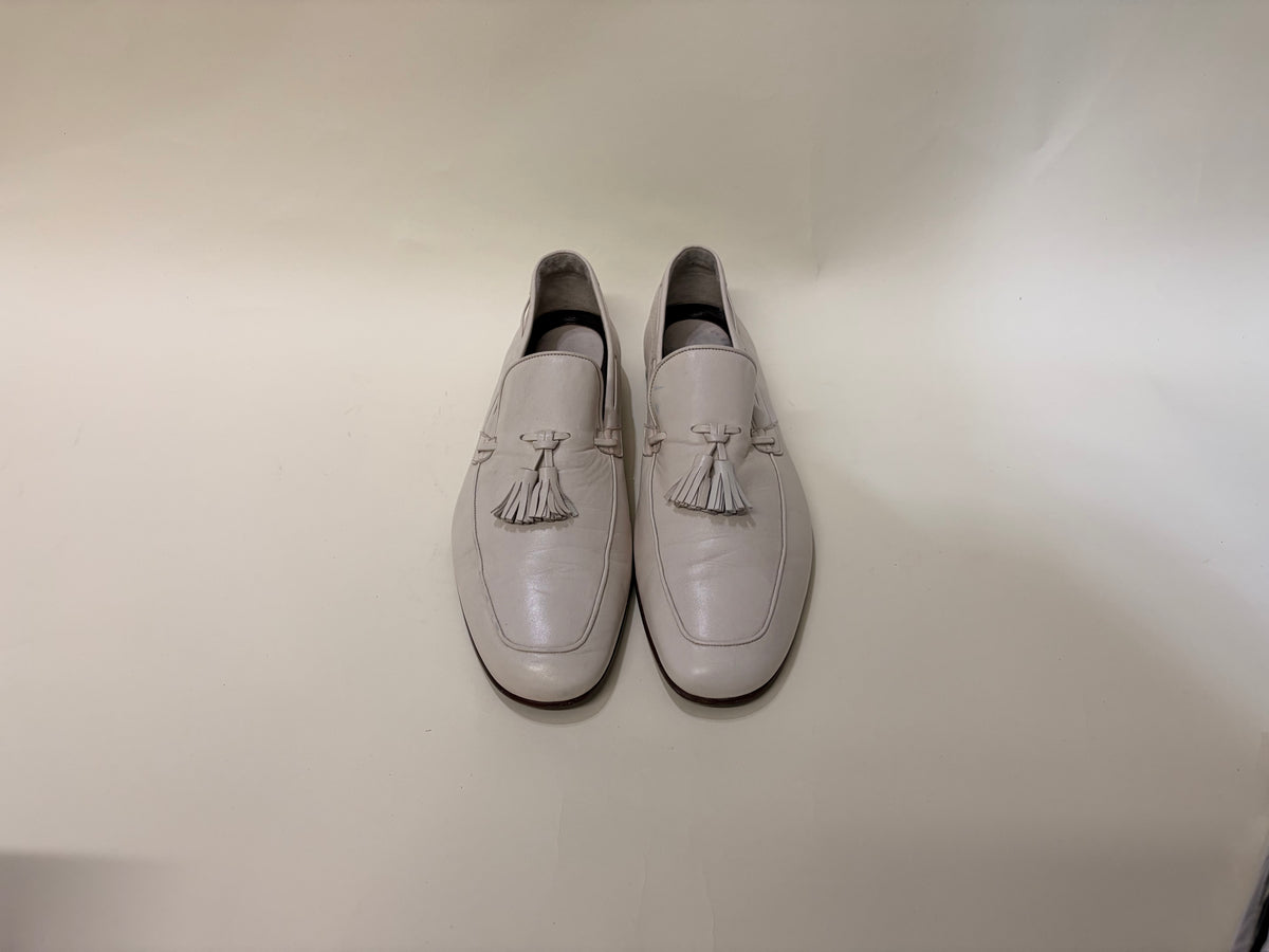 Ermenegildo Zegna Off White Deerskin Tassel Loafers 8.5 M / 10 W