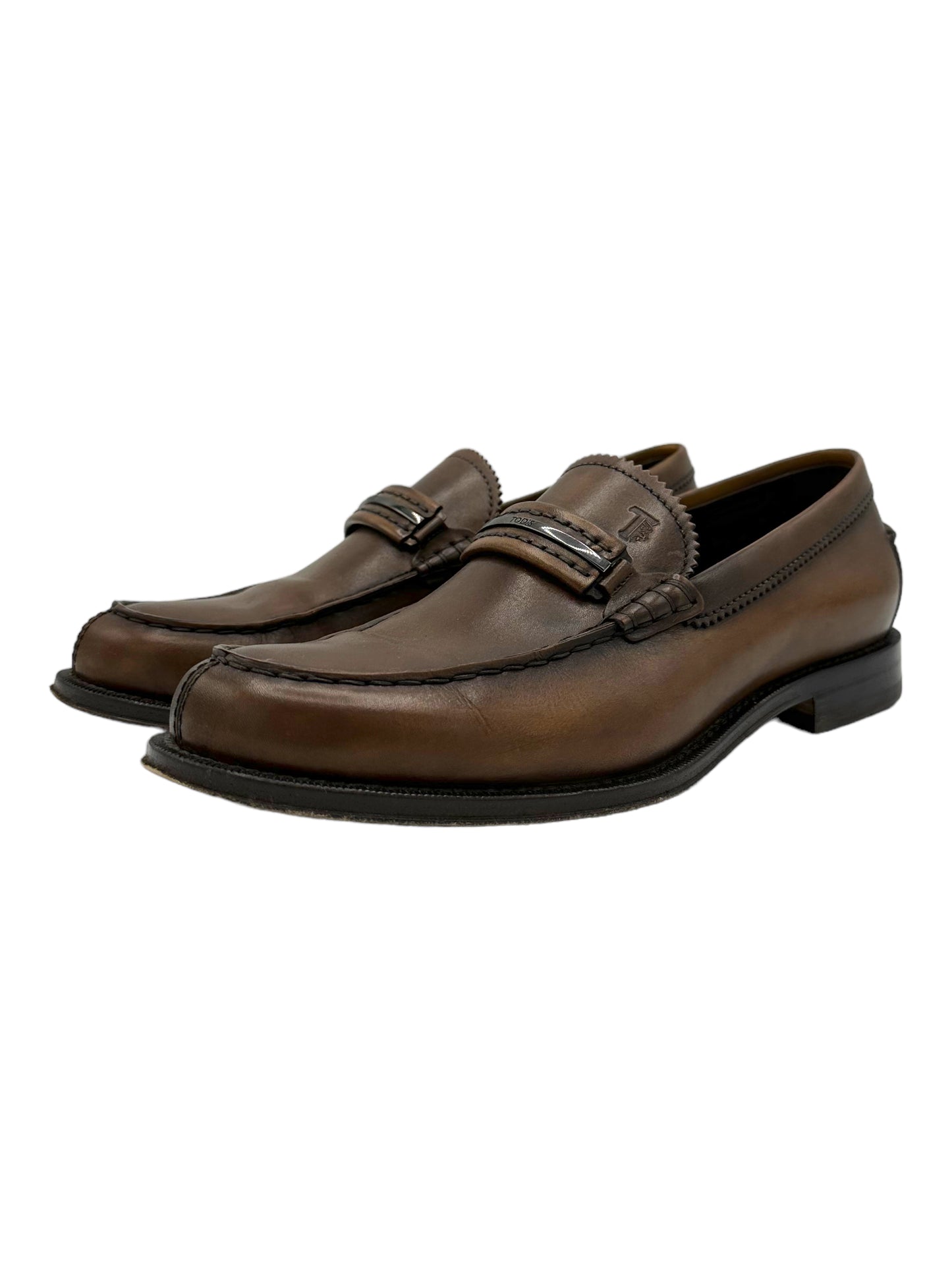 Tods Dark Brown Horsebit Leather Loafer - Genuine Design Luxury Consignment Calgary, Alberta, Canada New and Pre-Owned Clothing, Shoes, Accessories.