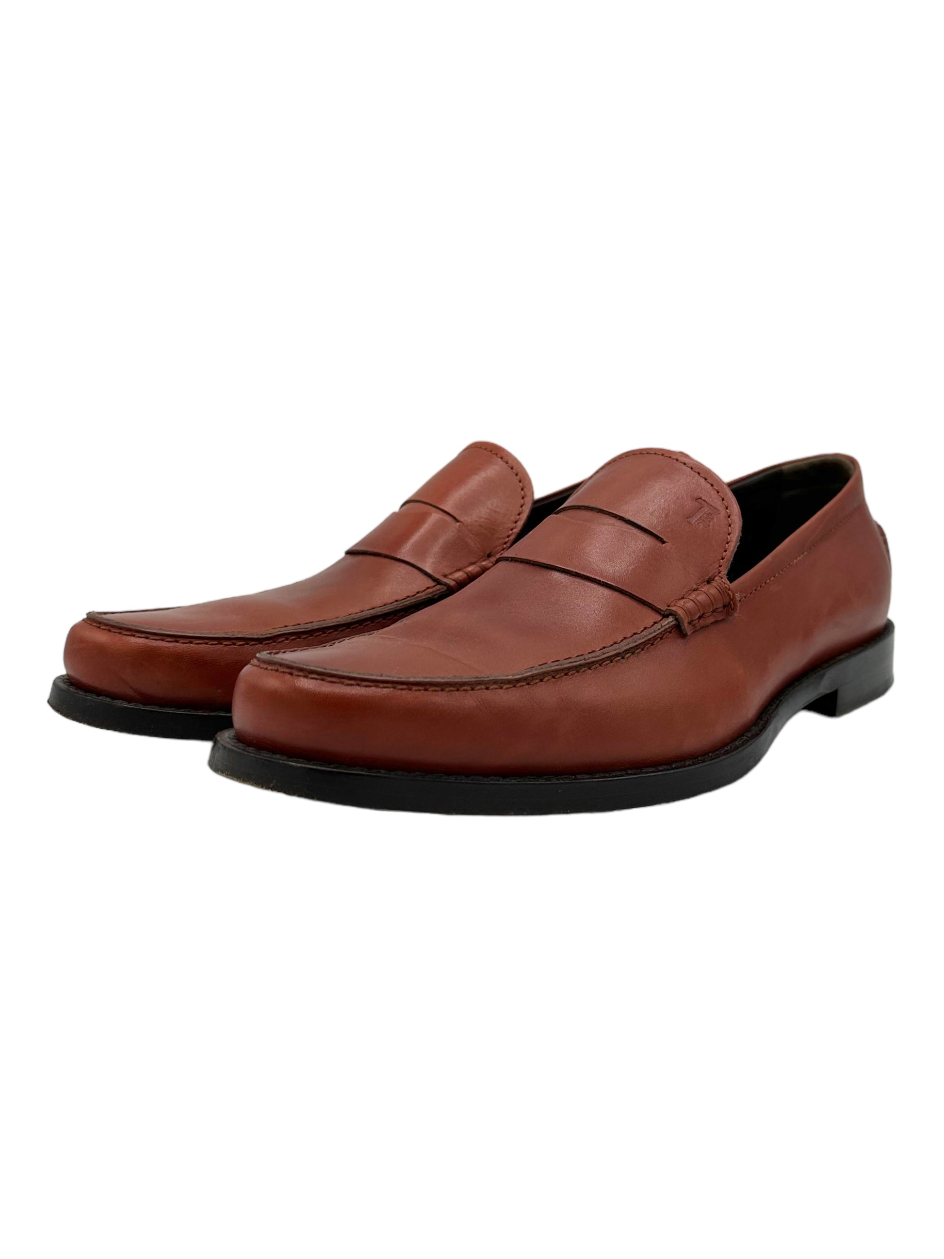 Tods Brown Leather Penny Loafers – Genuine Design