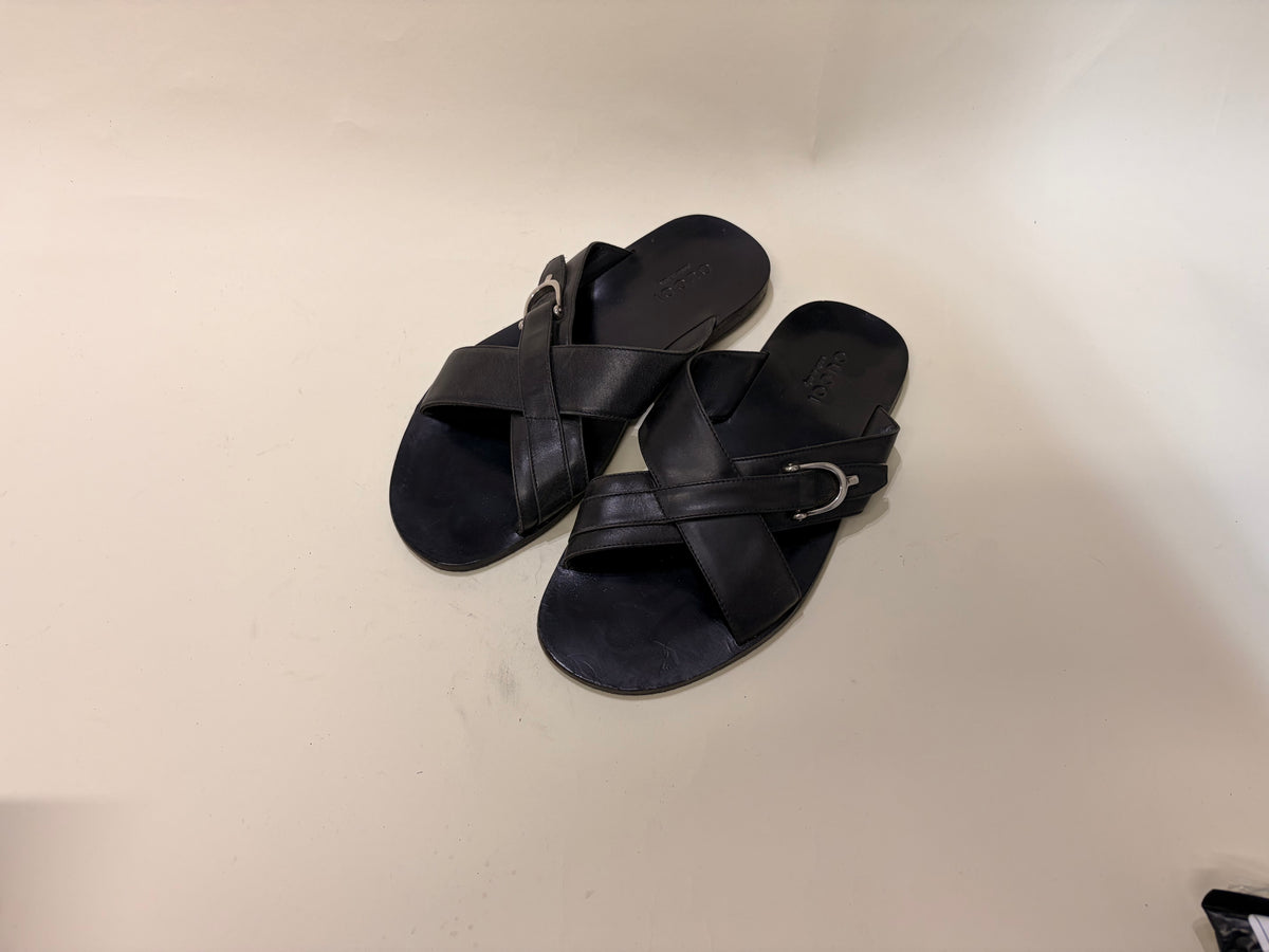 Gucci Black Leather Horsebit Motif Sandals 8 M / 9.5 W