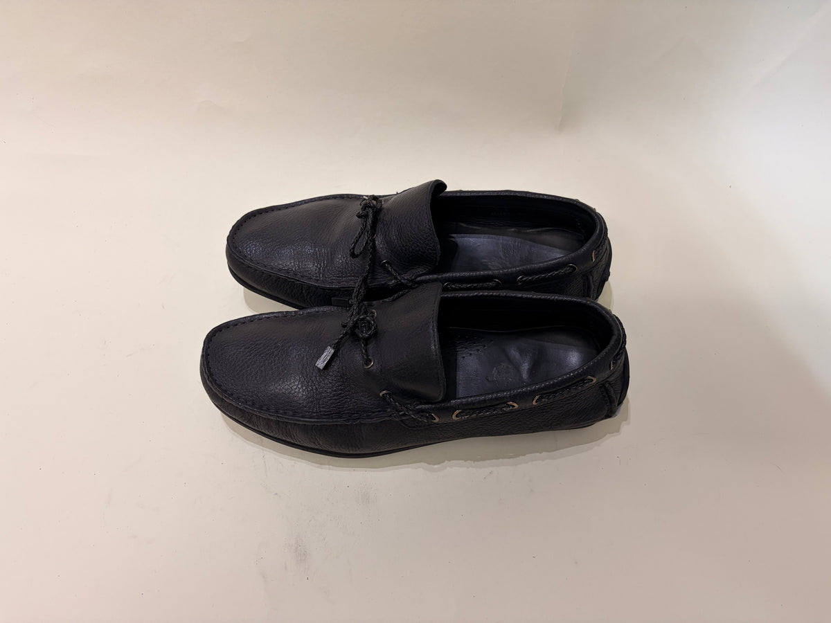 Ermenegildo Zegna Black Leather Moccasin Style Driving Loafers 7.5 M / 9 W