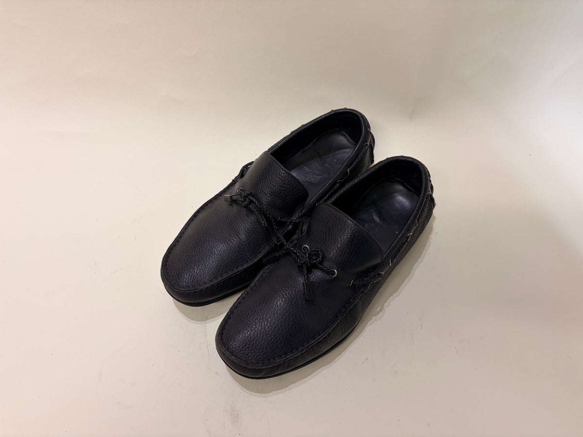 Ermenegildo Zegna Black Leather Moccasin Style Driving Loafers 7.5 M / 9 W