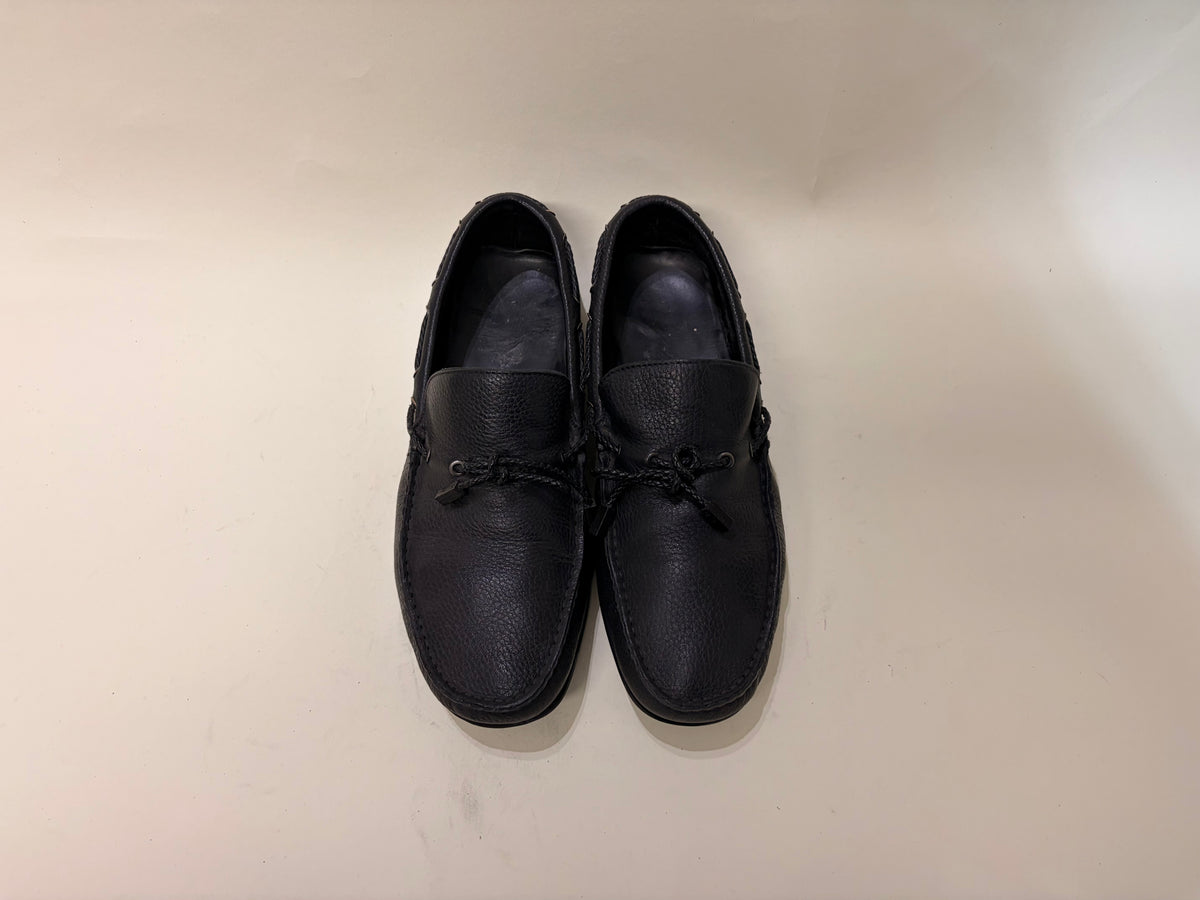 Ermenegildo Zegna Black Leather Moccasin Style Driving Loafers 7.5 M / 9 W