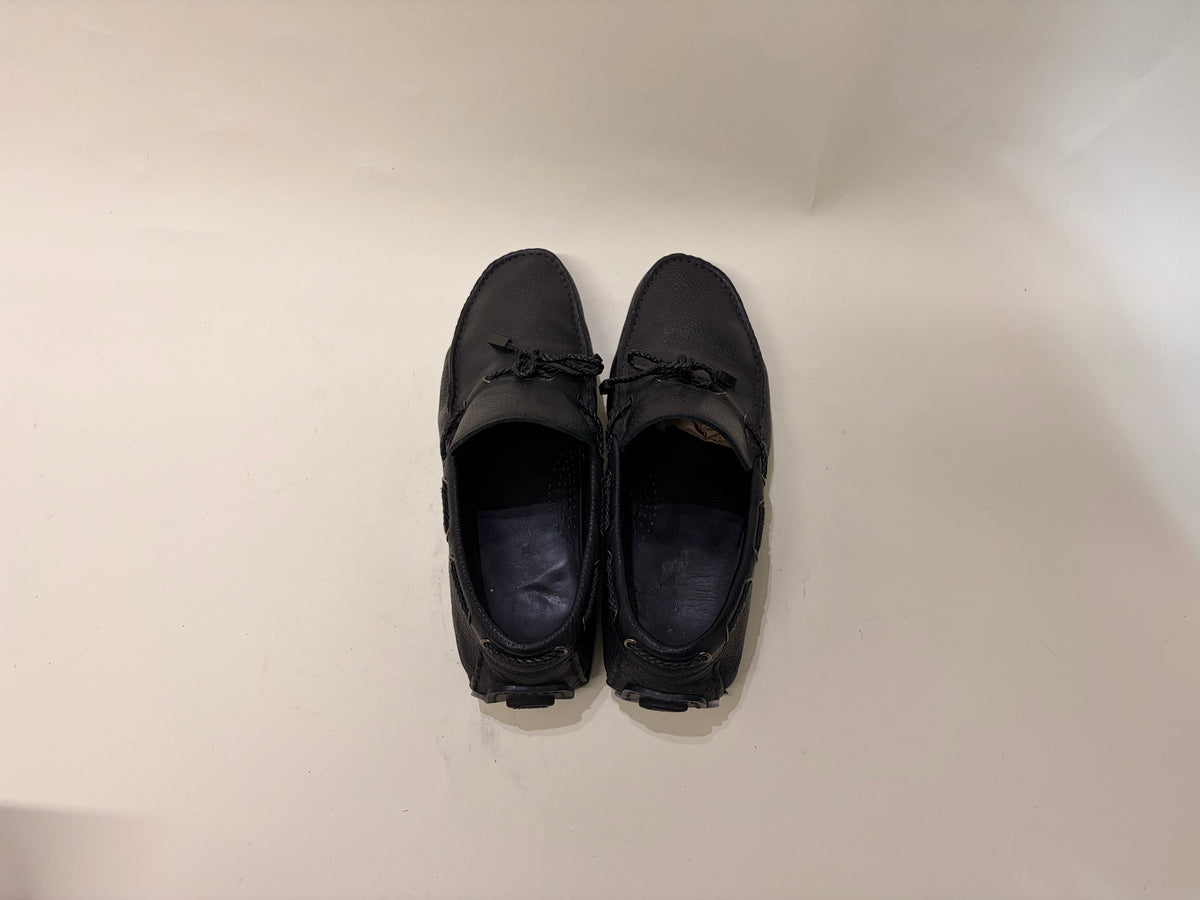 Ermenegildo Zegna Black Leather Moccasin Style Driving Loafers 7.5 M / 9 W