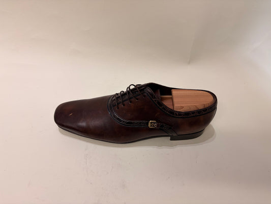 Louis Vuitton Dark Brown Leather Croc Detail Oxford Dress Shoes 9.5 M / 11 W
