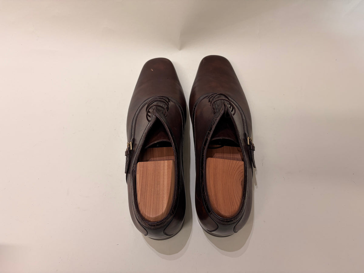Louis Vuitton Dark Brown Leather Croc Detail Oxford Dress Shoes 9.5 M / 11 W