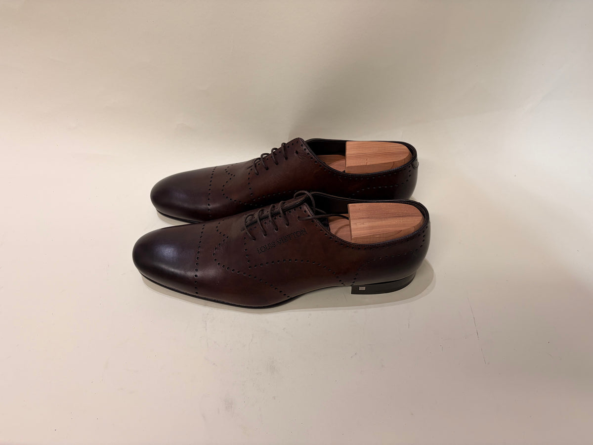 Louis Vuitton Dark Brown Leather Wholecut Brogue Oxford Dress Shoes 9.5 M / 11 W