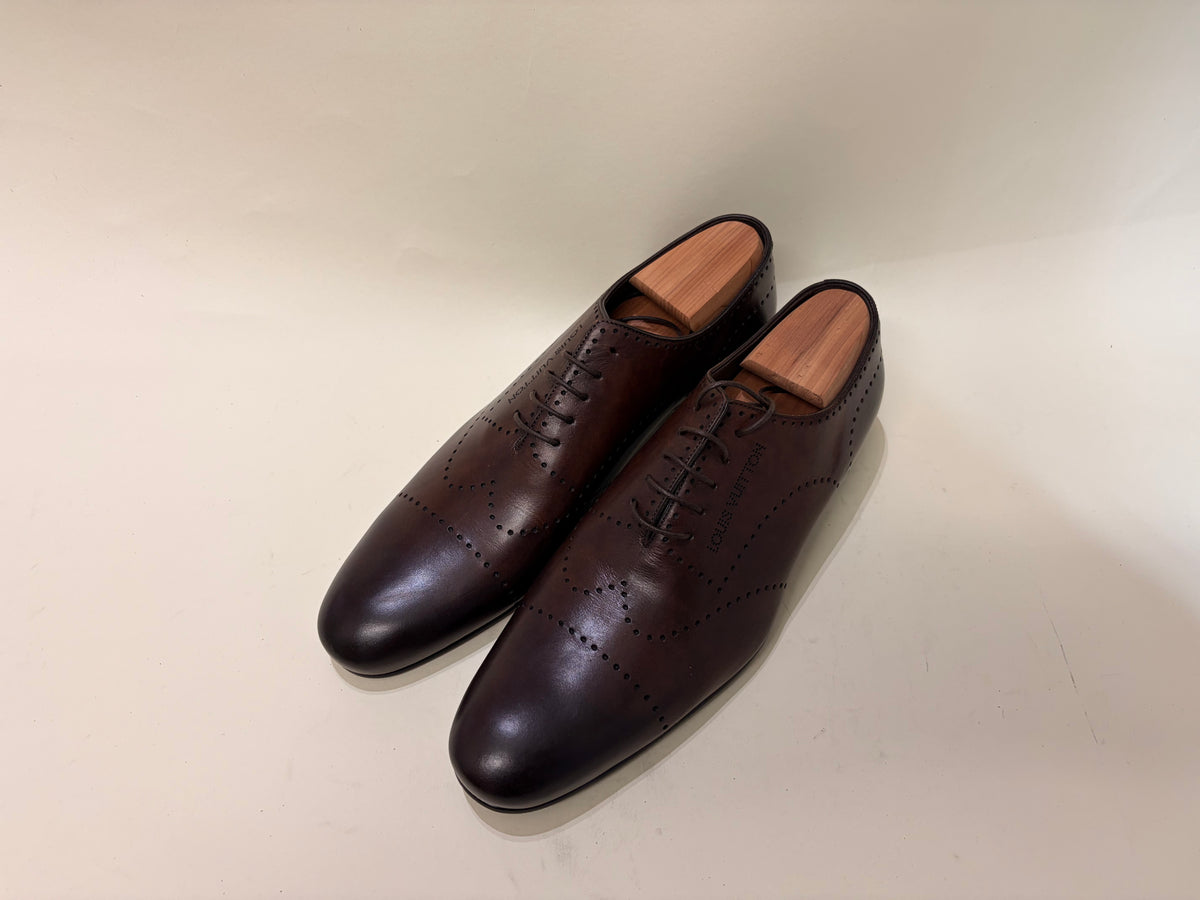 Louis Vuitton Dark Brown Leather Wholecut Brogue Oxford Dress Shoes 9.5 M / 11 W