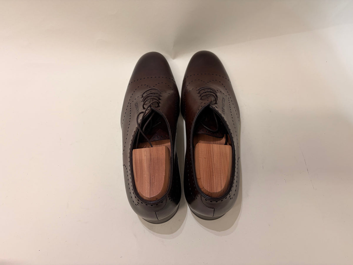 Louis Vuitton Dark Brown Leather Wholecut Brogue Oxford Dress Shoes 9.5 M / 11 W