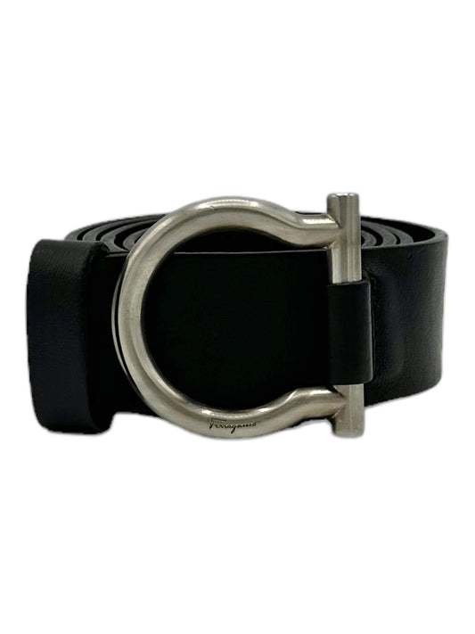 Salvatore Ferragamo Black Leather Belt - Genuine Design luxury consignment Calgary, Alberta, Canada New and pre-owned clothing, shoes, accessories.