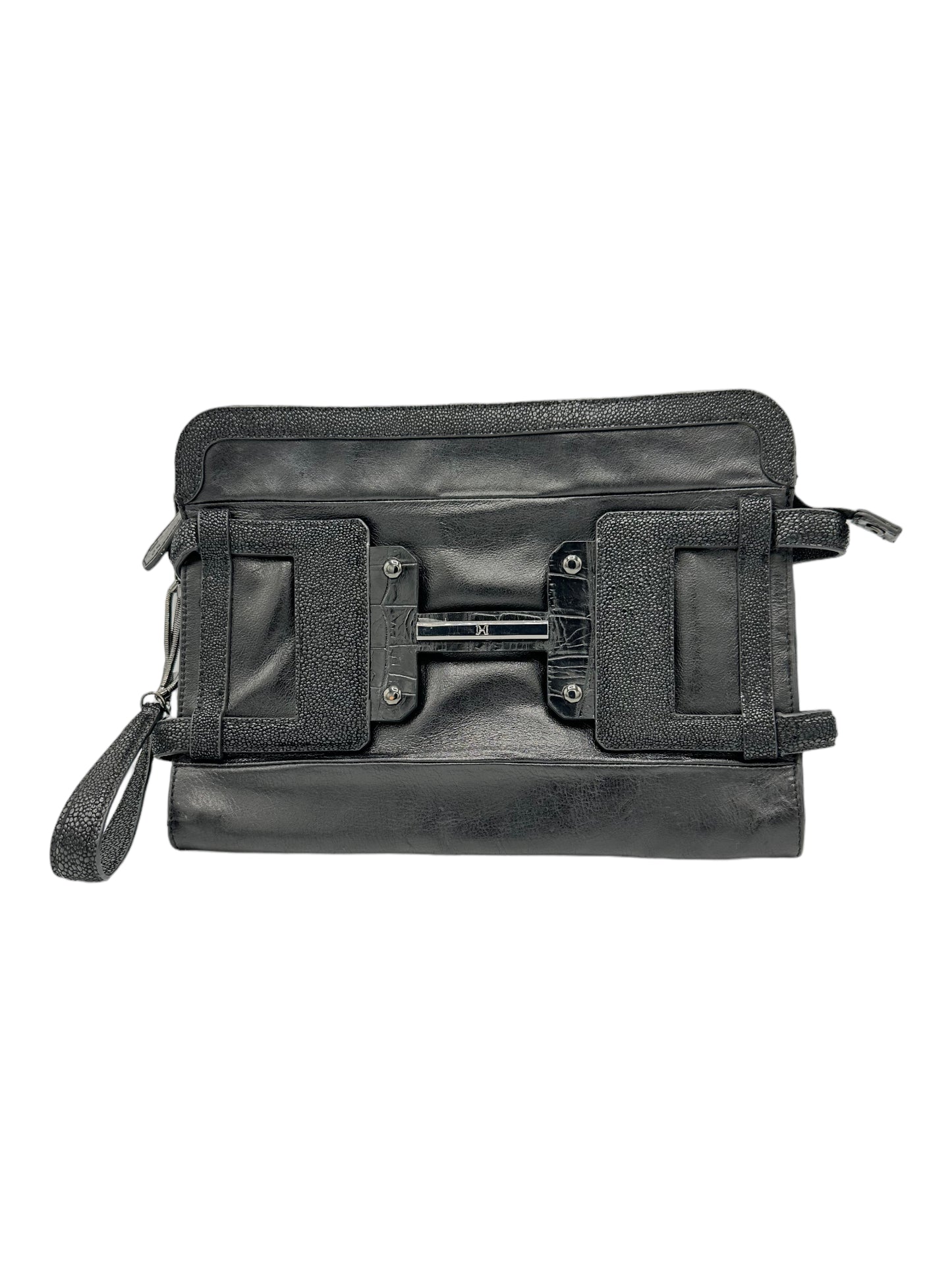 Halston Heritage Black Leather Clutch - Genuine Design Luxury Consignment for Men. New & Pre-Owned Clothing, Shoes, & Accessories. Calgary, Canada