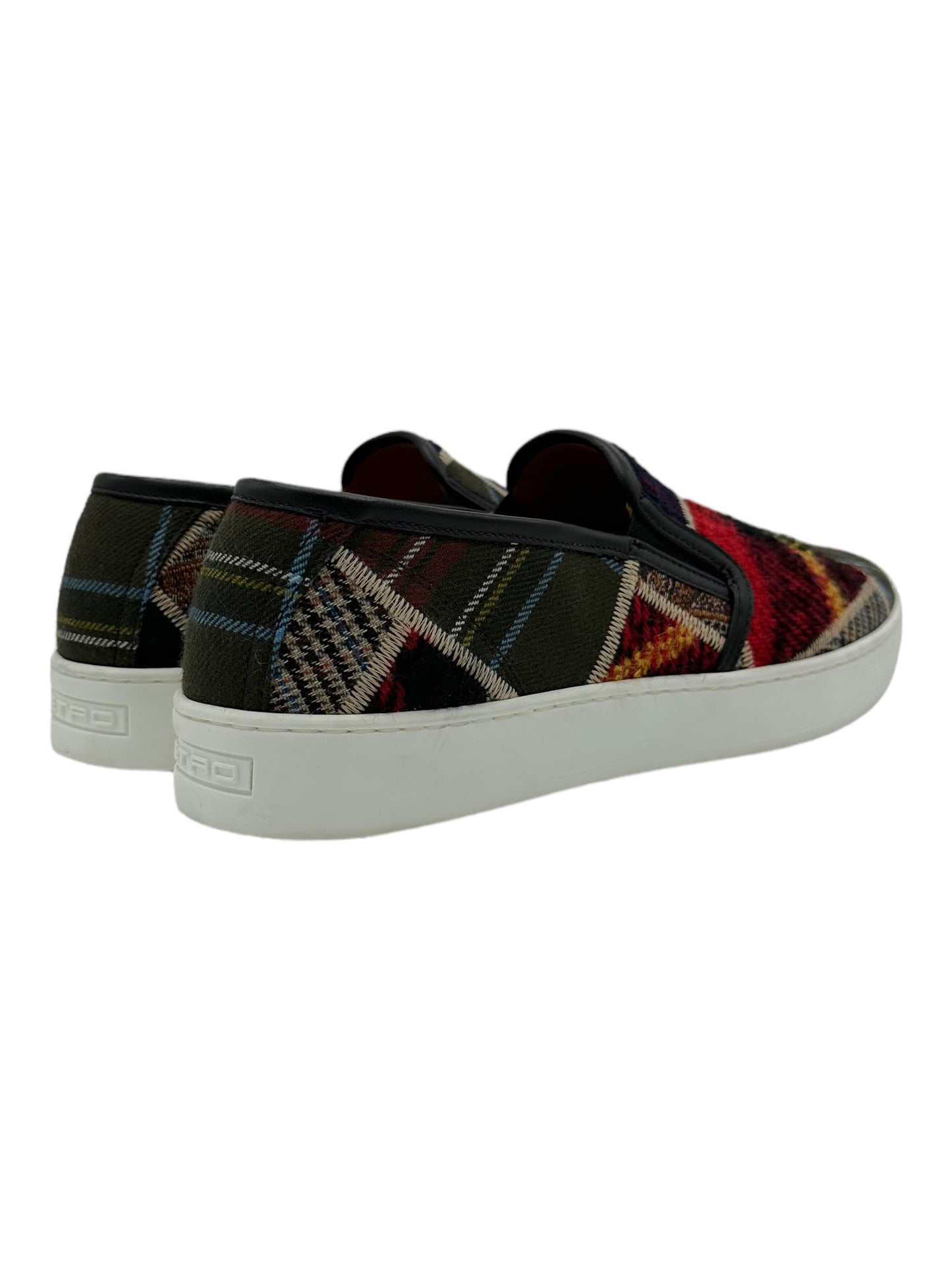 Etro Multicolour Patchwork Slip-On Sneakers - Genuine Design Luxury Consignment for Men. New & Pre-Owned Clothing, Shoes, & Accessories. Calgary, Canada