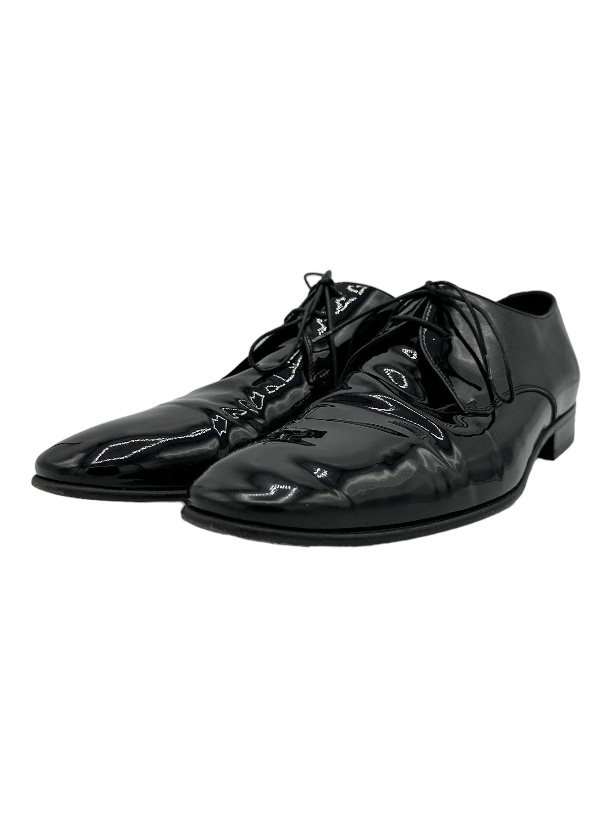 Salvatore Ferragamo Black Leather Derby Dress Shoes - Genuine Design Luxury Consignment for Men. New & Pre-Owned Clothing, Shoes, & Accessories. Calgary, Canada
