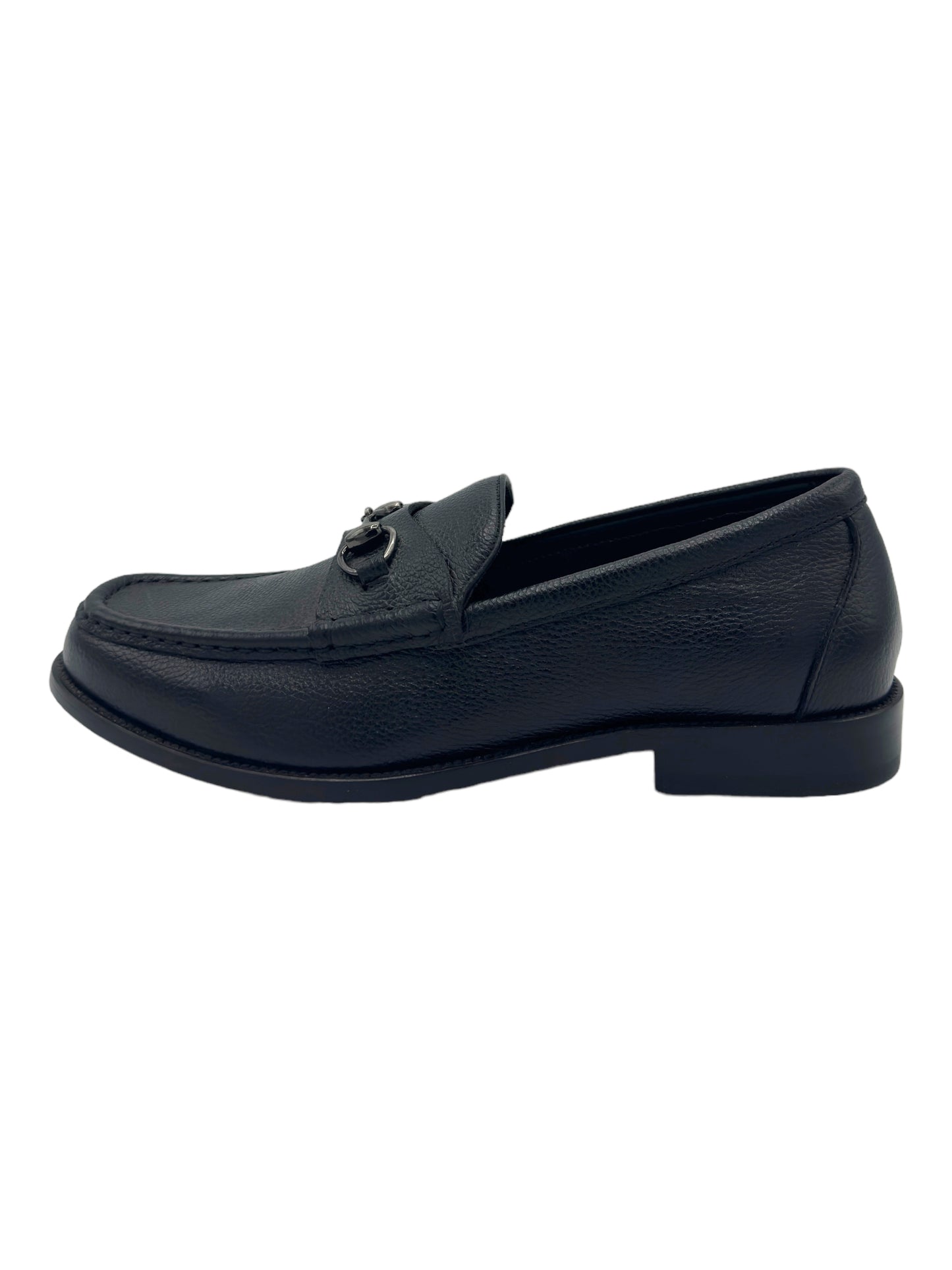 Gucci Black Horsebit Pebble Leather Loafers