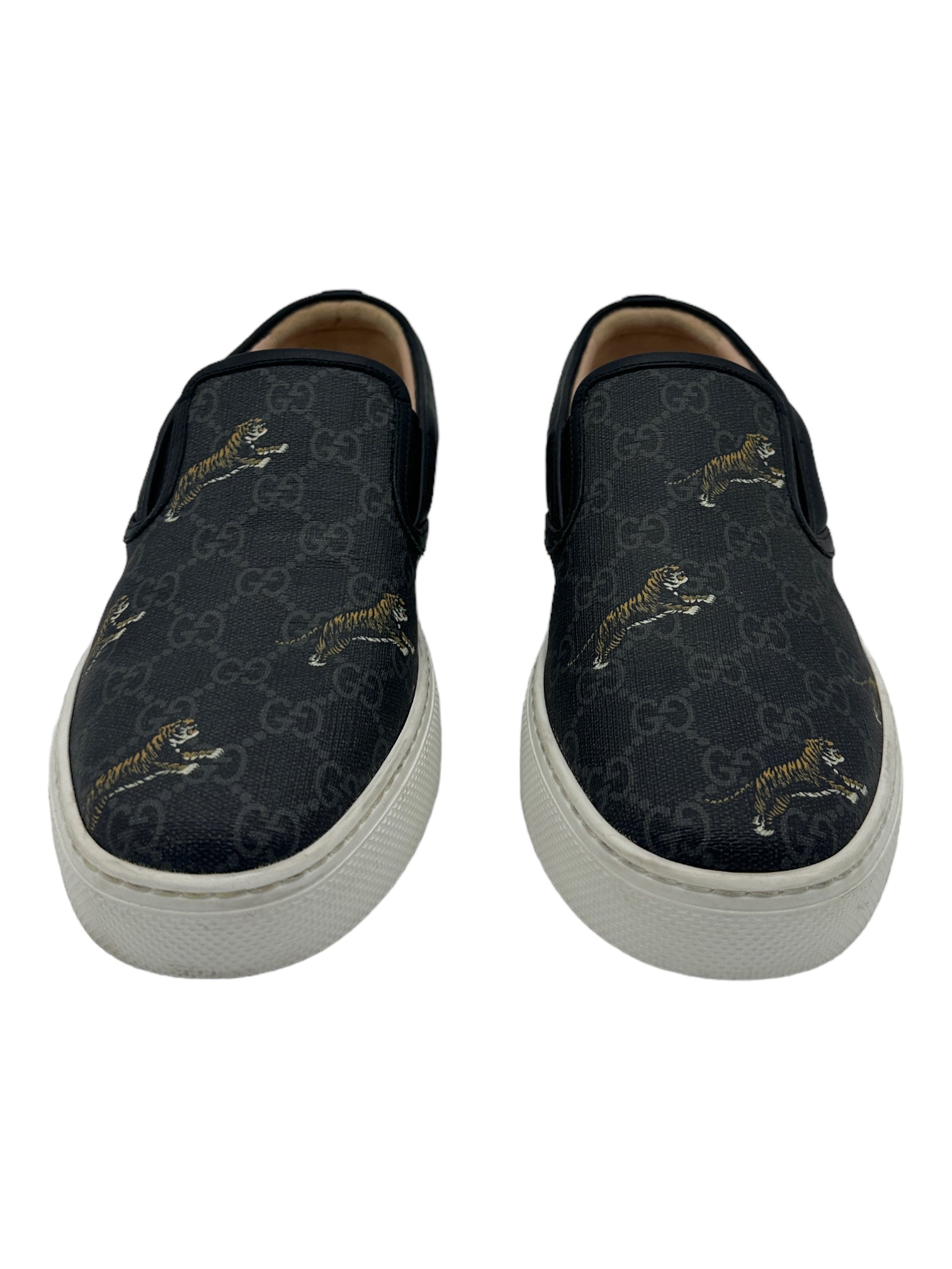 Gucci Black GG Supreme Tiger Slip on Sneakers