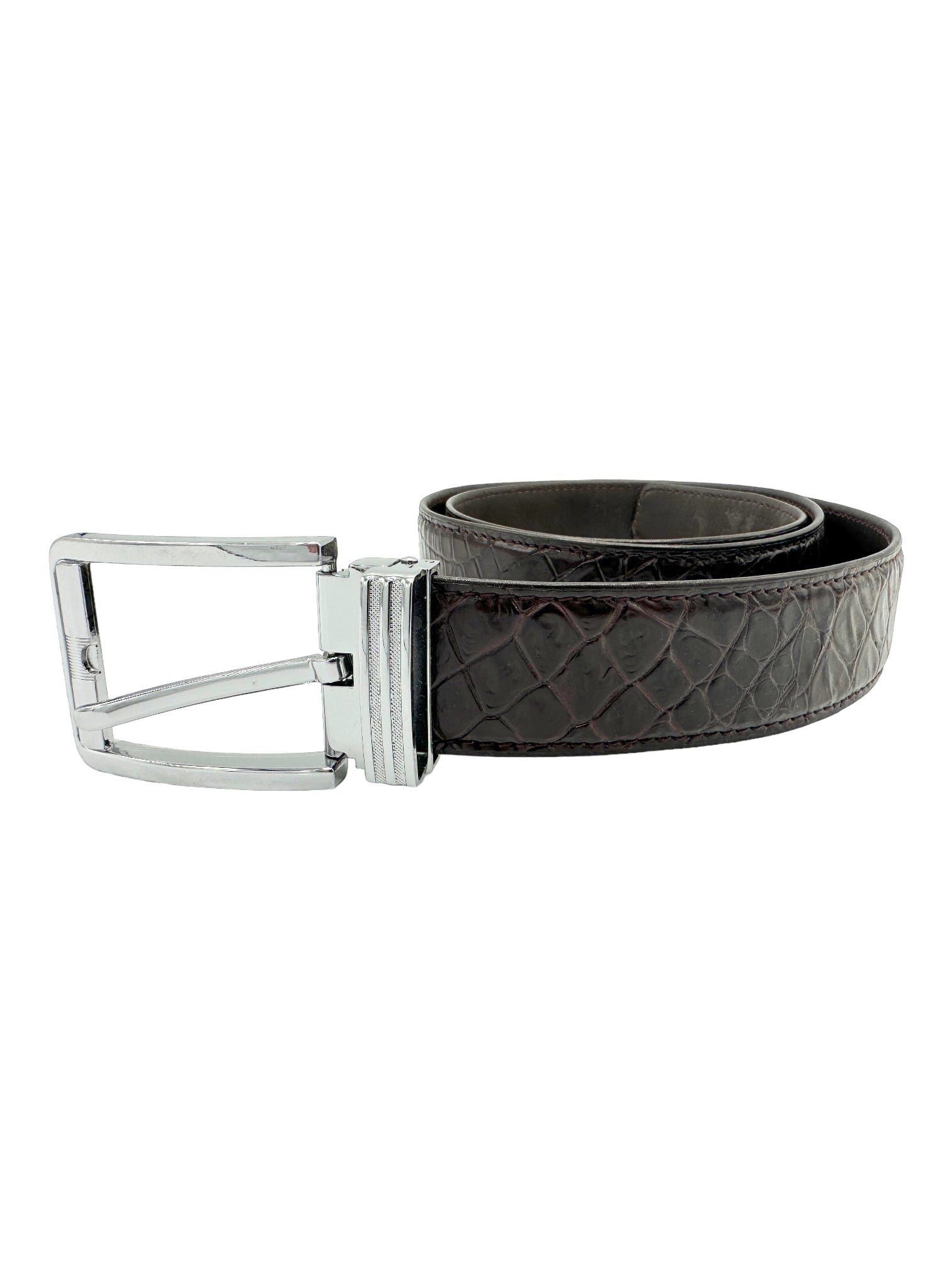 Crocodile Leather Brown Belt Unpunched - Genuine Design luxury consignment Calgary, Alberta, Canada New and pre-owned clothing, shoes, accessories.