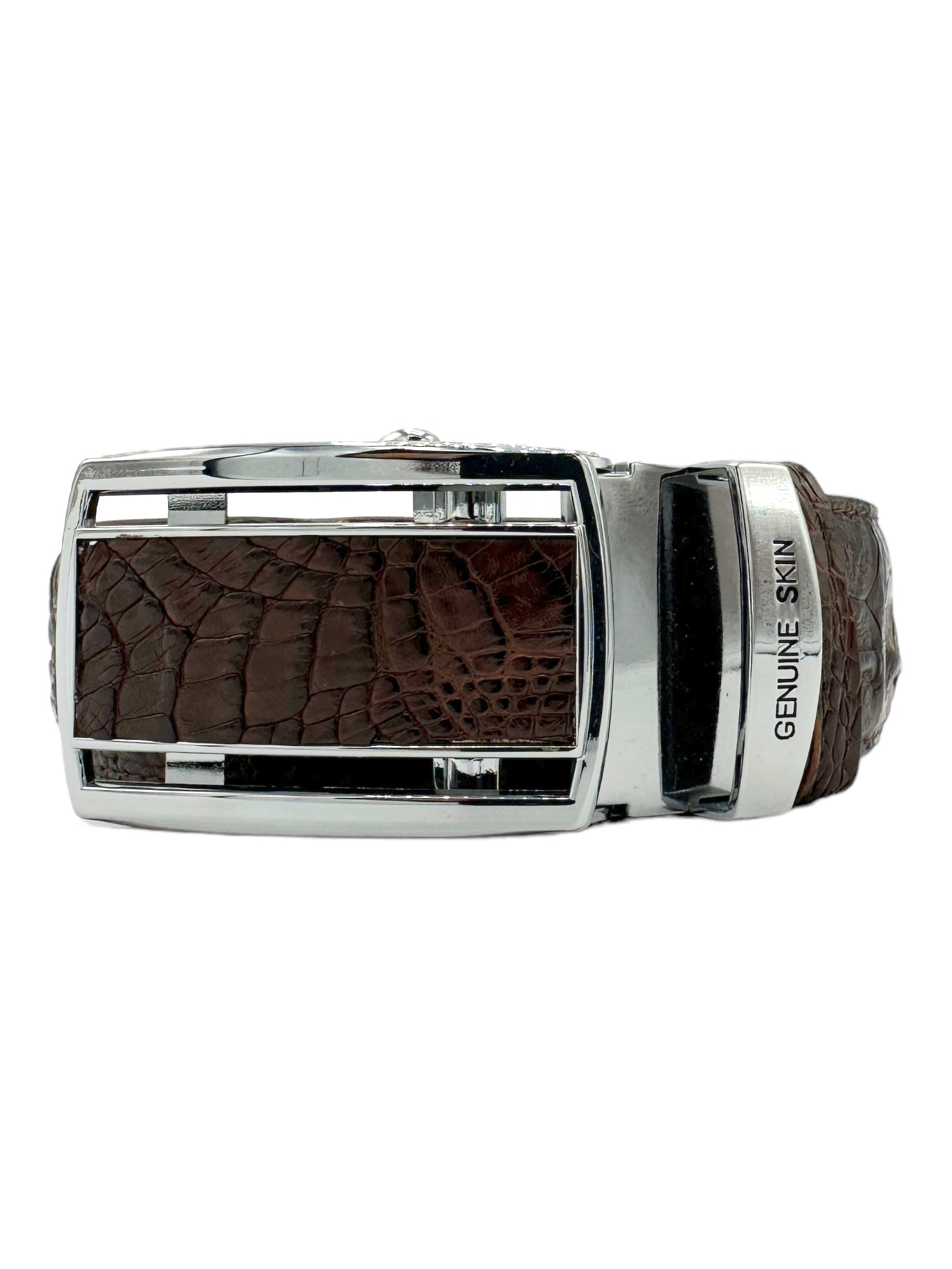 River Crocodile Skin Hornback Soft Skin Brown Belt - Genuine Design luxury consignment Calgary, Alberta, Canada New and pre-owned clothing, shoes, accessories.