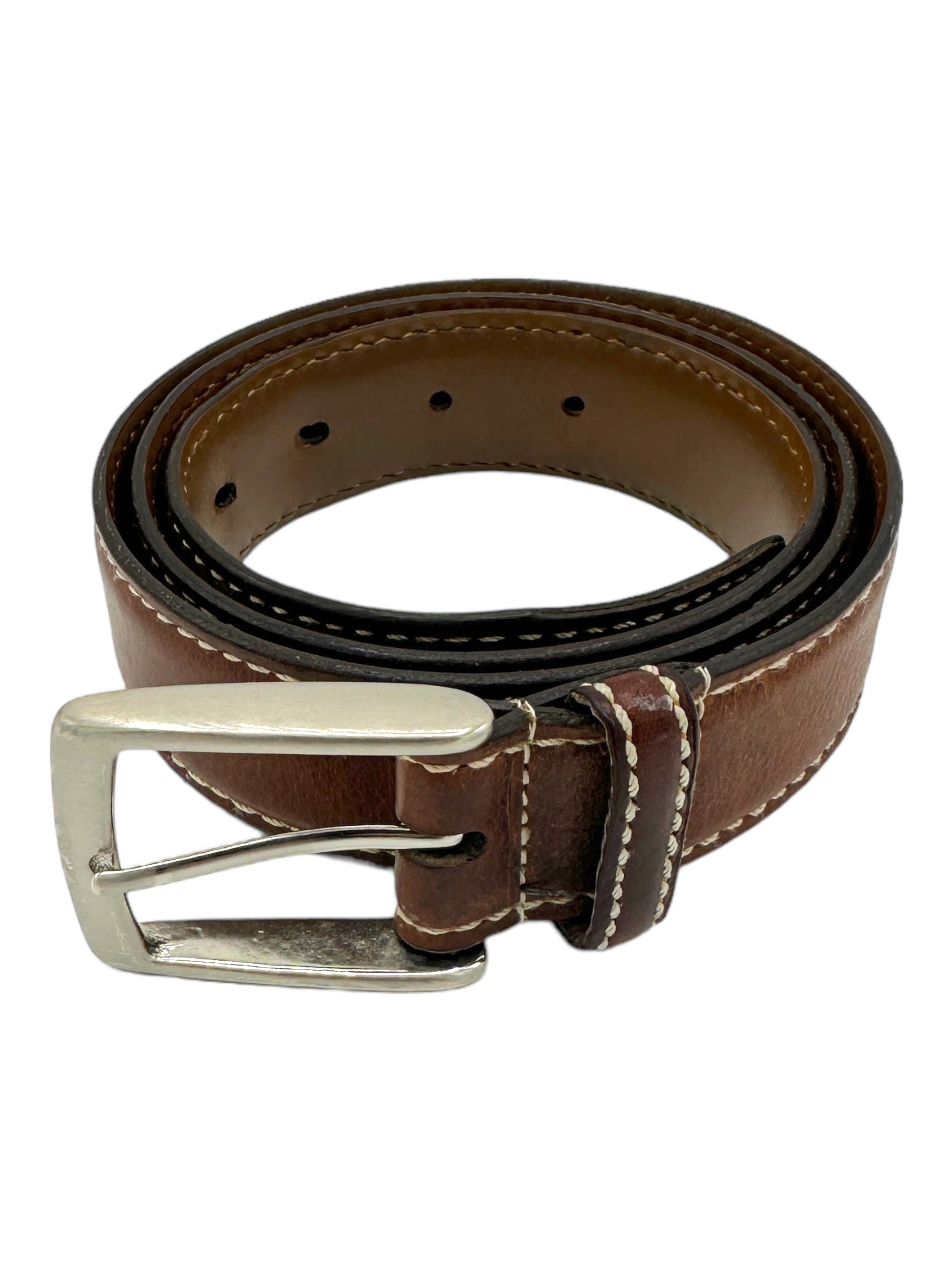 Allen Edmonds Light Brown Leather Belt - Genuine Design luxury consignment Calgary, Alberta, Canada New and pre-owned clothing, shoes, accessories.