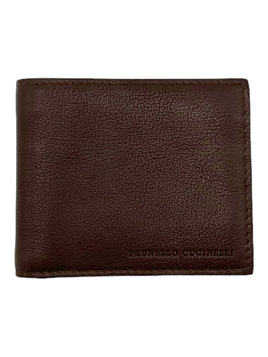 Brunello Cucinelli Brown Grained Calfskin Bifold Wallet - Genuine Design Luxury Consignment. New & Pre-Owned Clothing, Shoes, & Accessories. Calgary, Canada