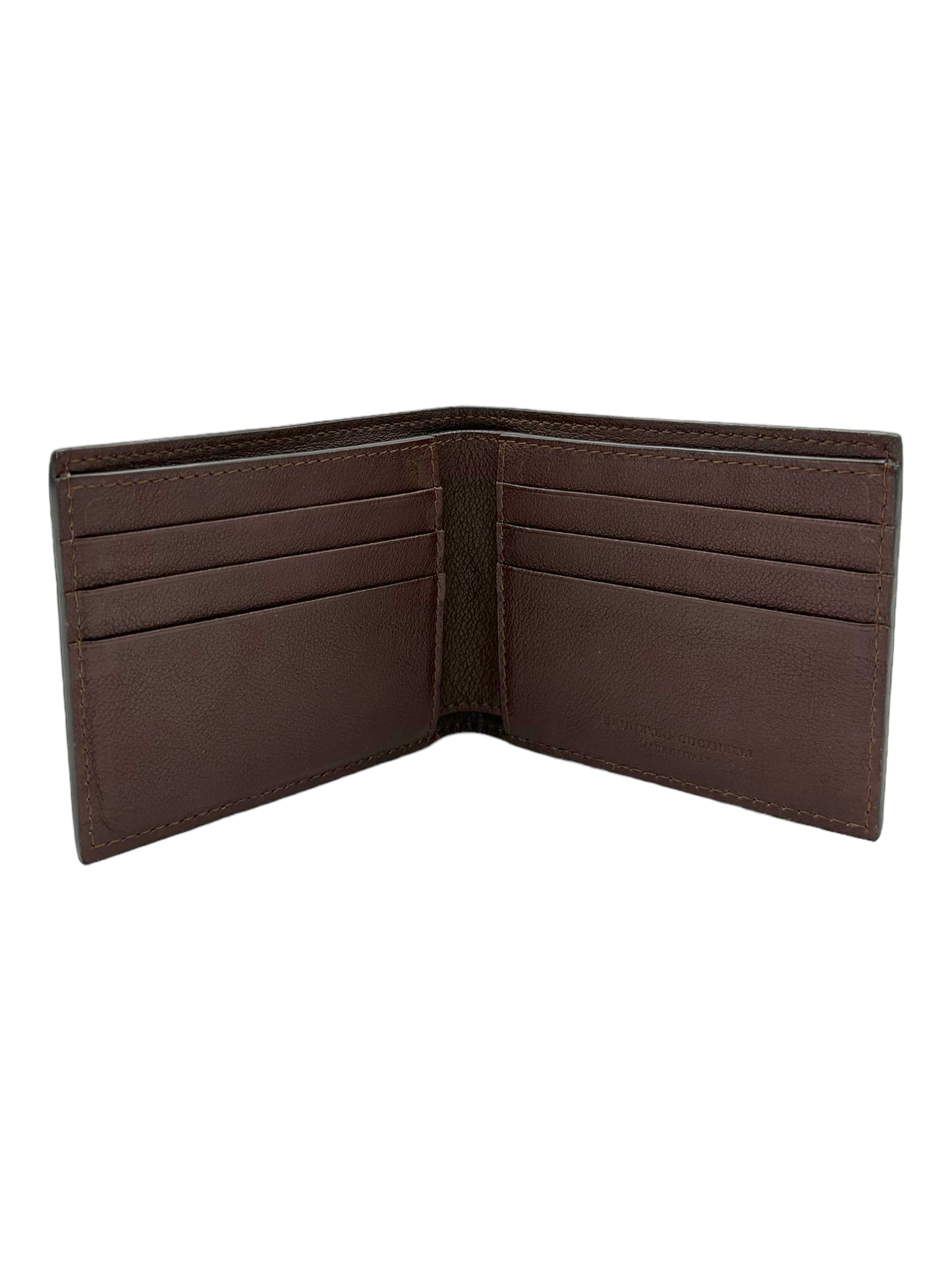 Brunello Cucinelli Brown Grained Calfskin Bifold Wallet - Genuine Design Luxury Consignment. New & Pre-Owned Clothing, Shoes, & Accessories. Calgary, Canada