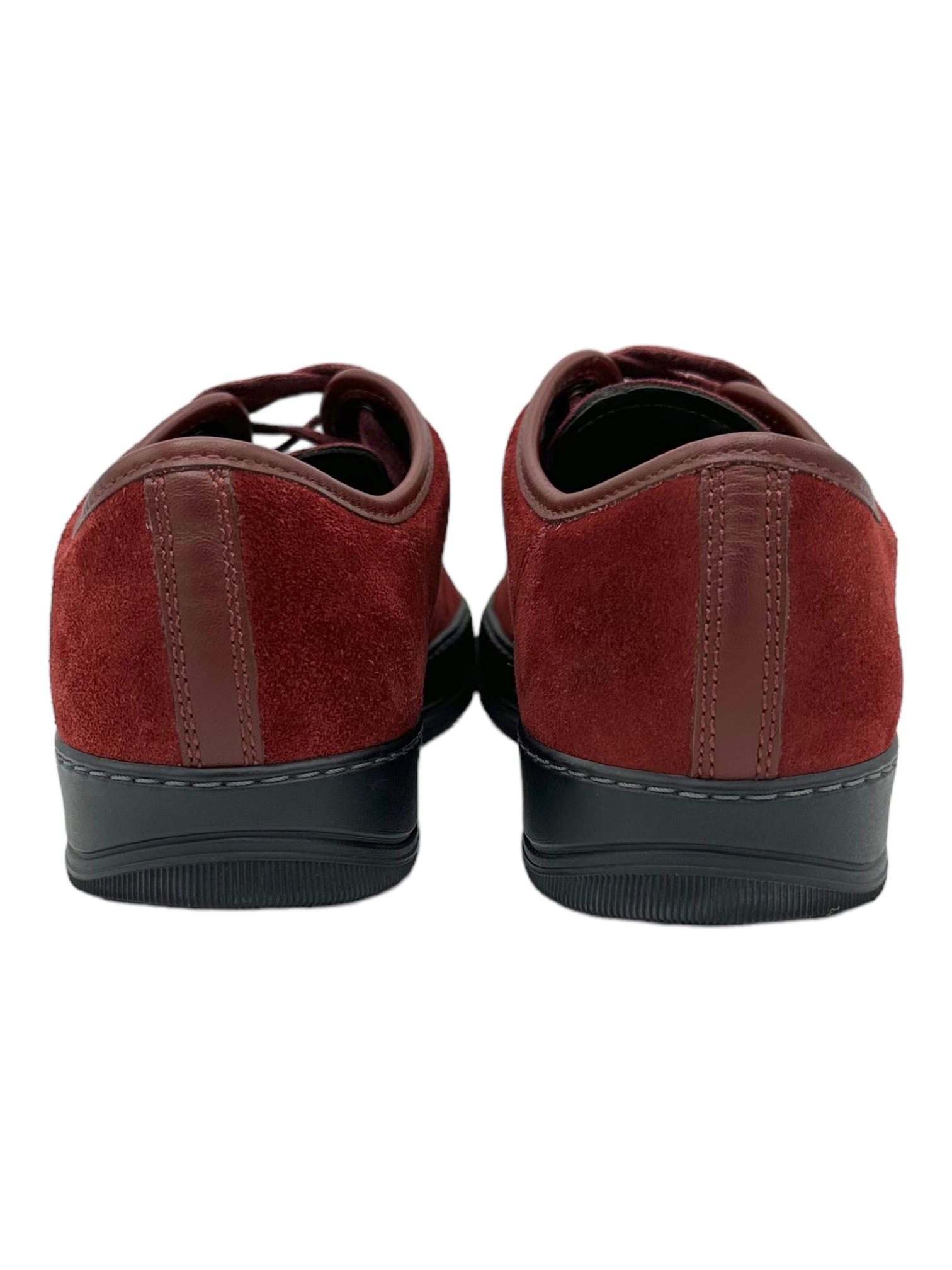 Lanvin Paris Maroon Suede & Black Sole DBB1 Casual Sneakers - Genuine Design Luxury Consignment. New & Pre-Owned Clothing, Shoes, & Accessories. Calgary, Canada