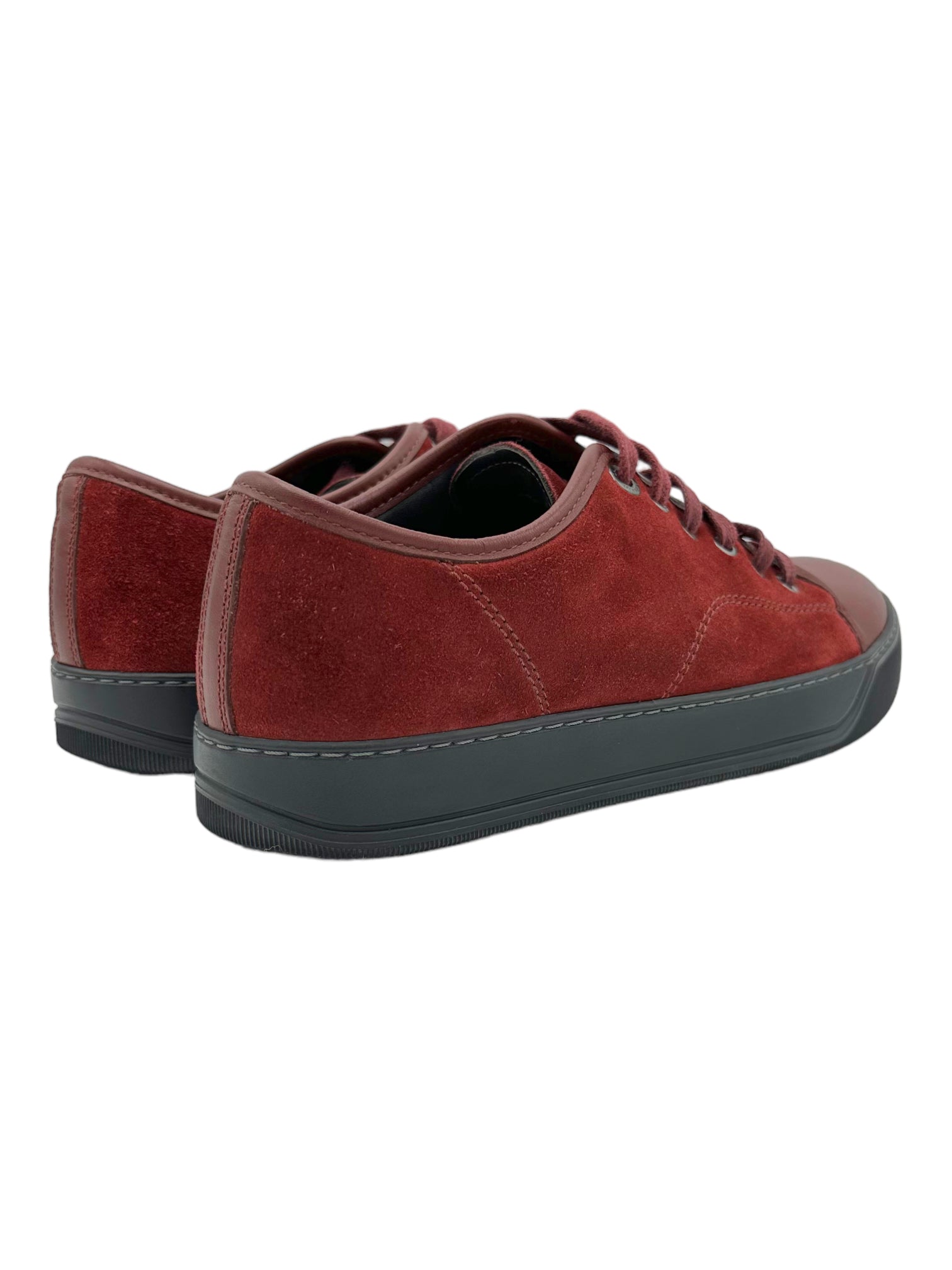 Lanvin Paris Maroon Suede & Black Sole DBB1 Casual Sneakers - Genuine Design Luxury Consignment. New & Pre-Owned Clothing, Shoes, & Accessories. Calgary, Canada