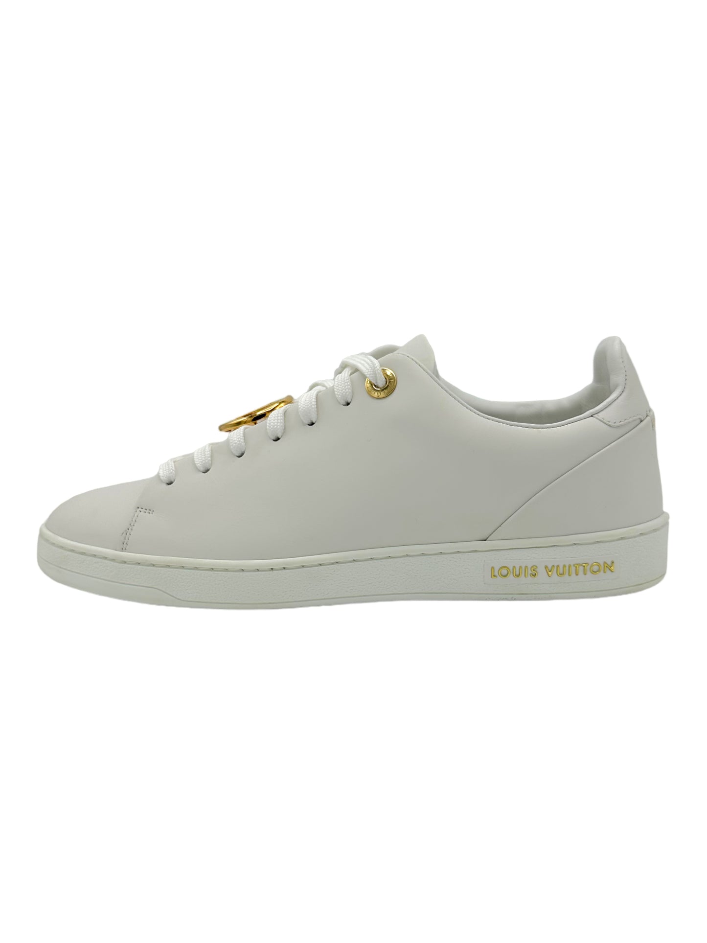 Louis Vuitton Women's White Leather Frontrow Sneakers - Genuine Design Luxury Consignment. New & Pre-Owned Clothing, Shoes, & Accessories. Calgary, Canada