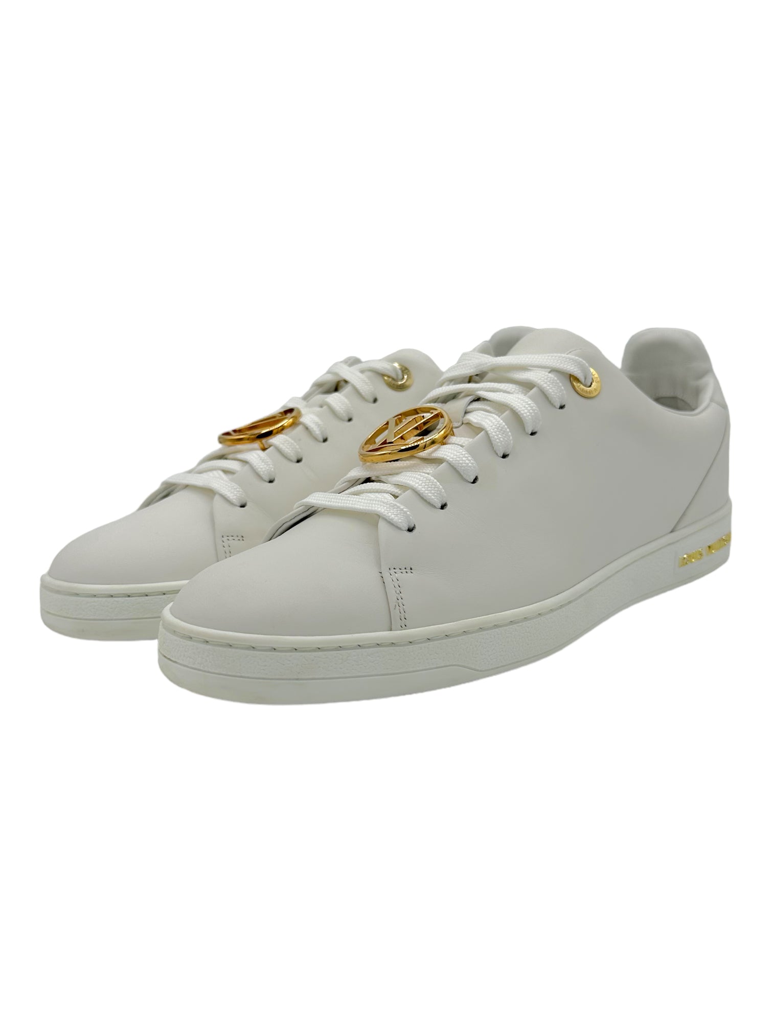 Louis Vuitton Women's White Leather Frontrow Sneakers - Genuine Design Luxury Consignment. New & Pre-Owned Clothing, Shoes, & Accessories. Calgary, Canada