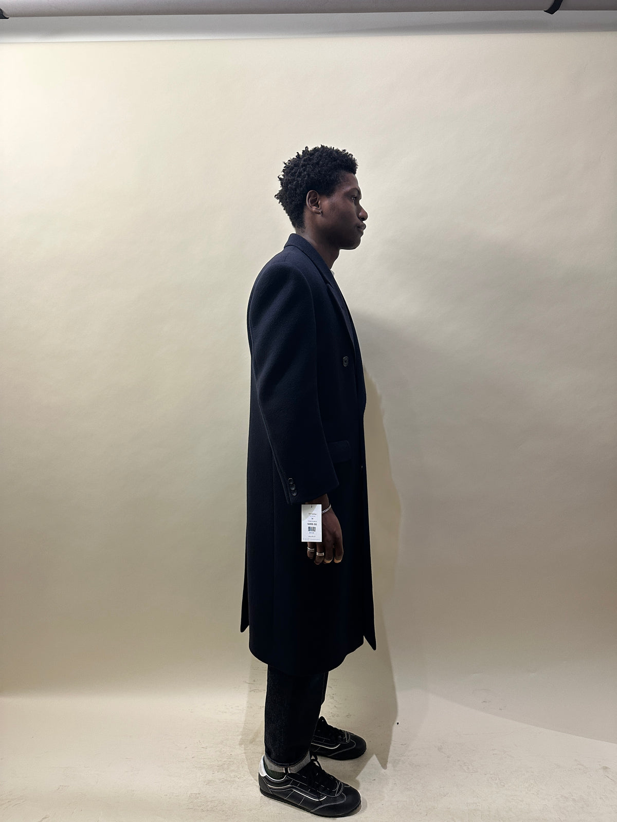 Holt Renfrew Navy Blue Wool Cashmere DB Overcoat 38