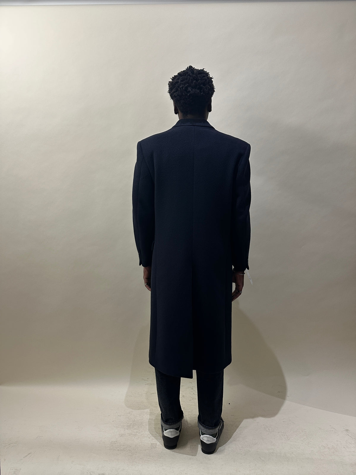 Holt Renfrew Navy Blue Wool Cashmere DB Overcoat 38
