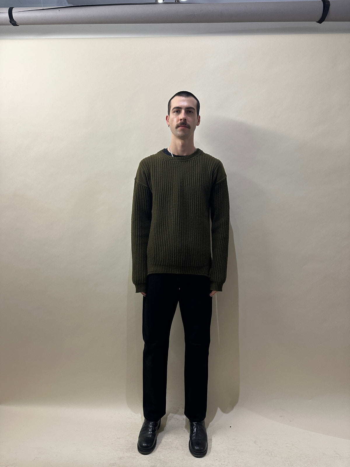 Rick Owens Dirty Green Heavy Wool Crewneck Sweater Large - L