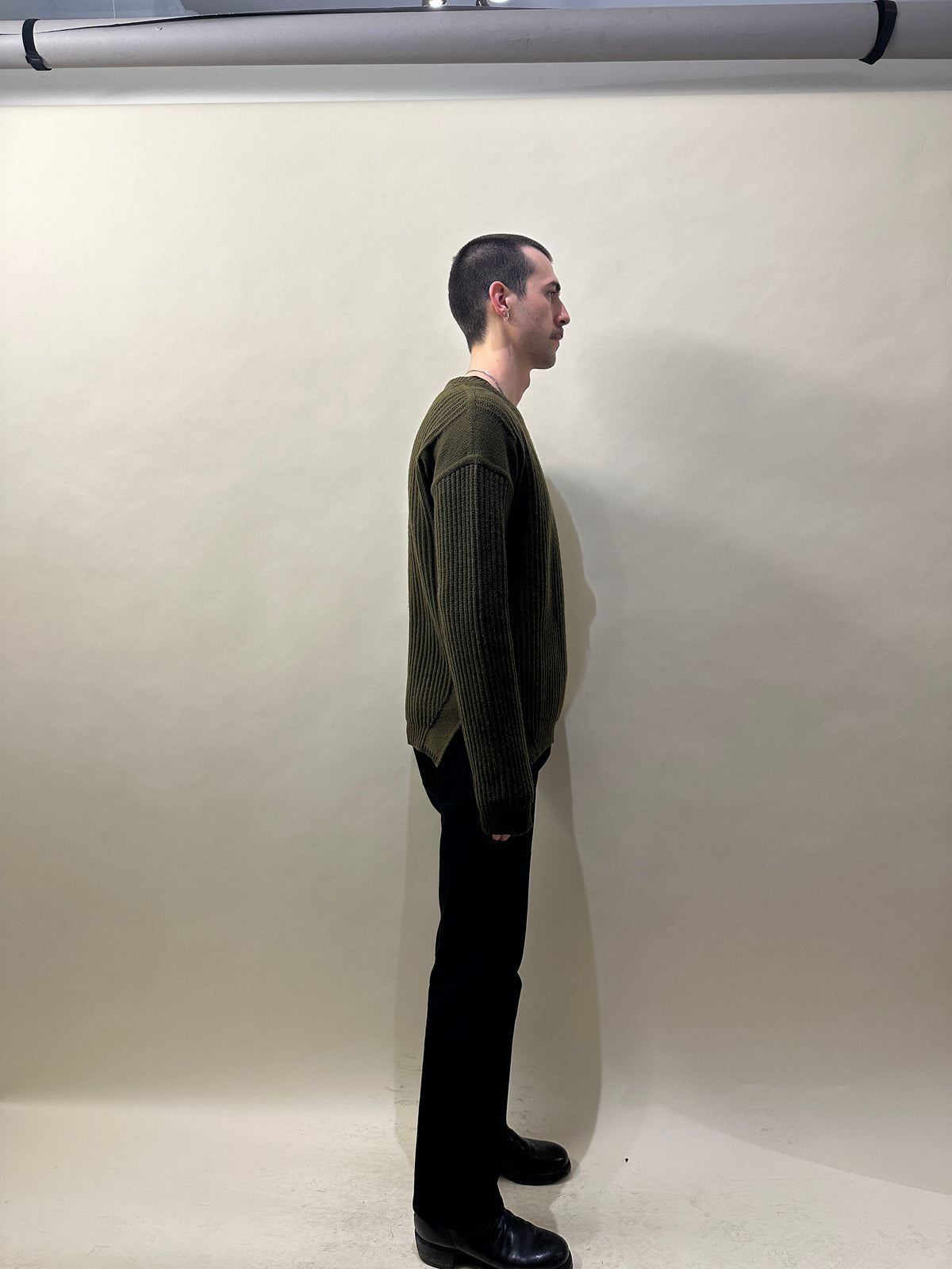 Rick Owens Dirty Green Heavy Wool Crewneck Sweater Large - L