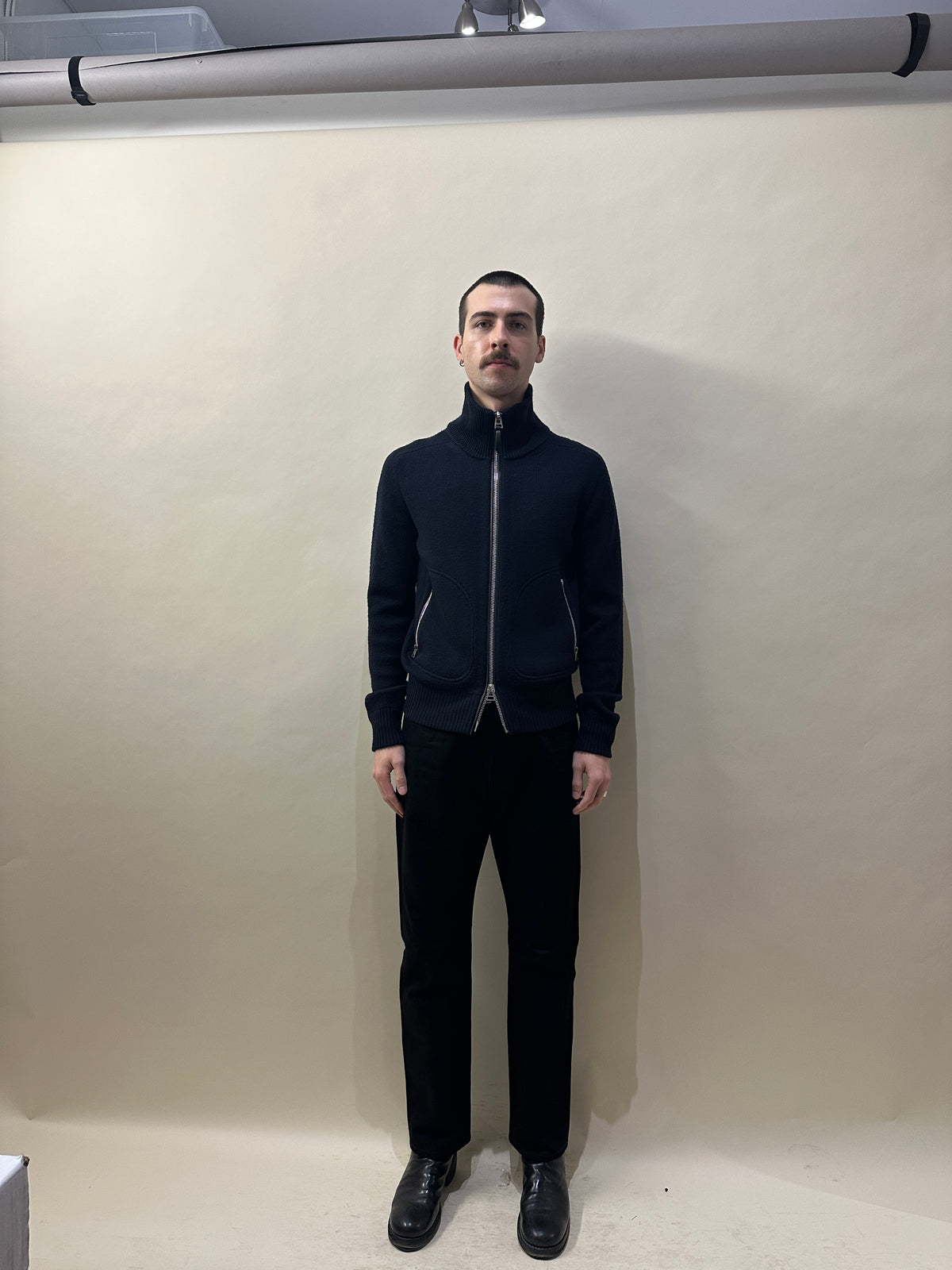 Tom Ford Navy Blue Wool Cashmere Knit Zip Up Sweater 38