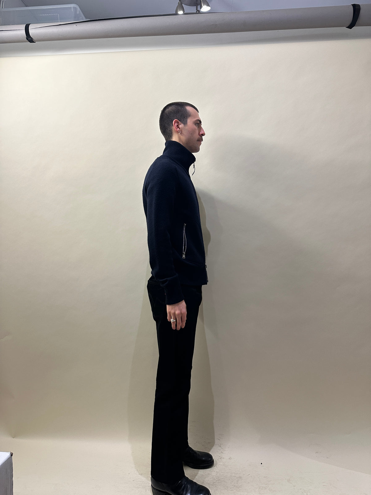 Tom Ford Navy Blue Wool Cashmere Knit Zip Up Sweater 38