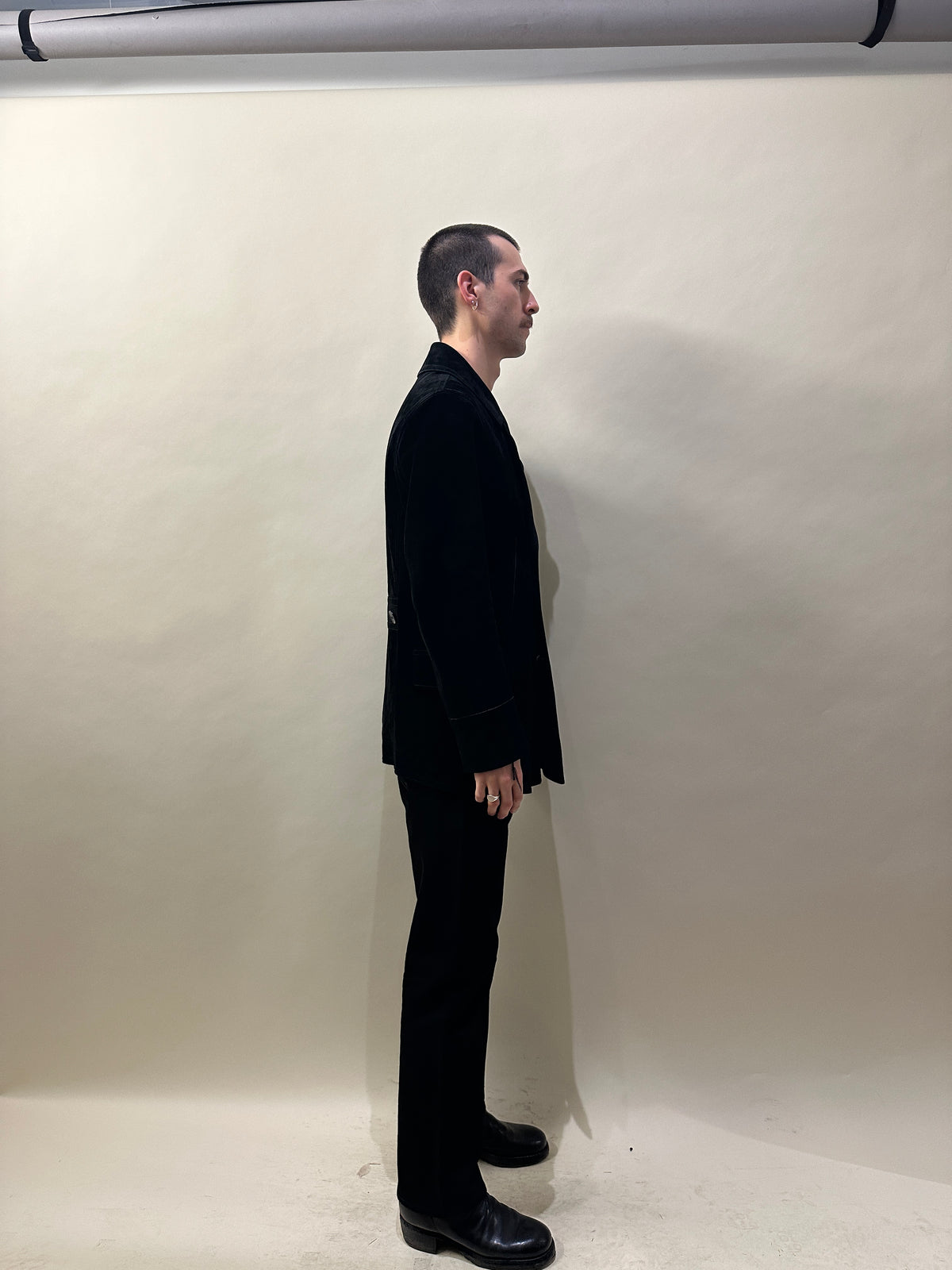 Tom Ford Black Calf Suede Double Breasted Peacoat 46