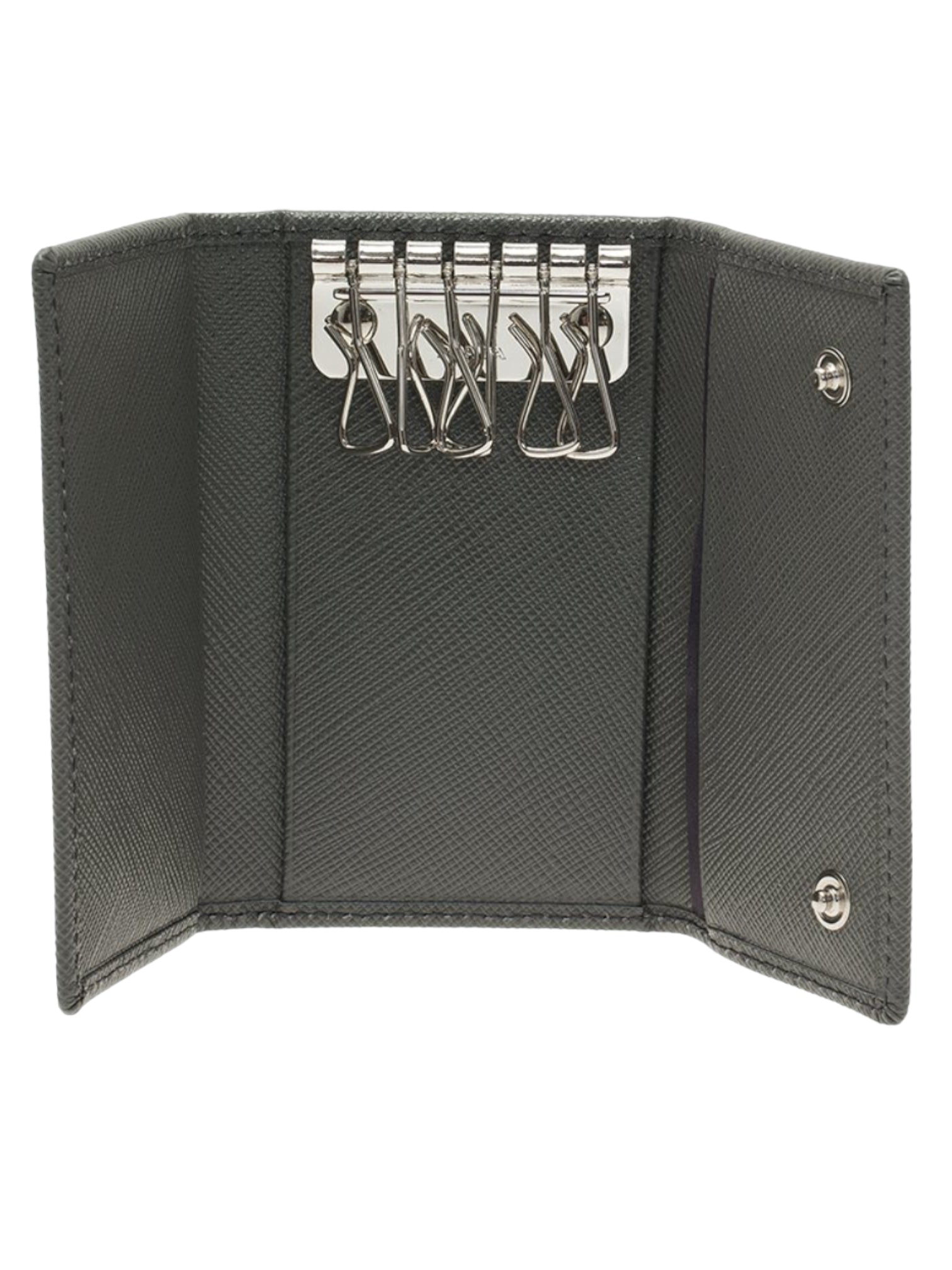 Prada Grey Saffiano Portachiavi 6 Ganci Ring Key Holder — Genuine Design Luxury Consignment for Men. New & Pre-Owned Clothing, Shoes, & Accessories. Calgary, Canada