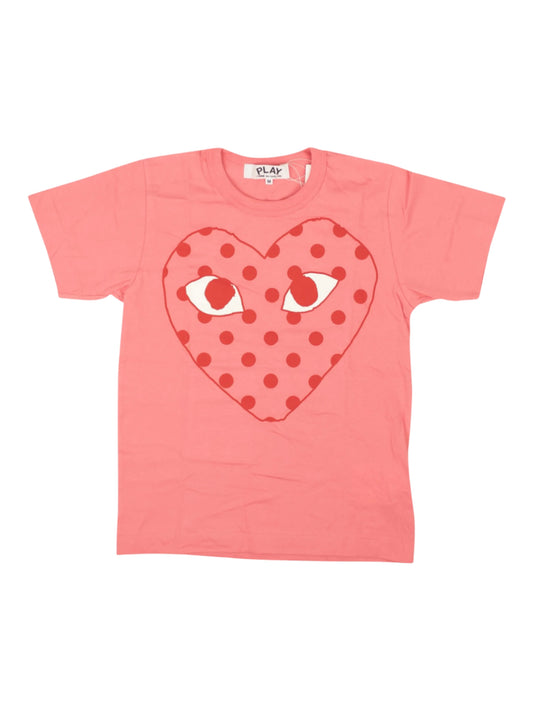 Comme Des Garcons Play Pink Polka Dot Heart T Shirt